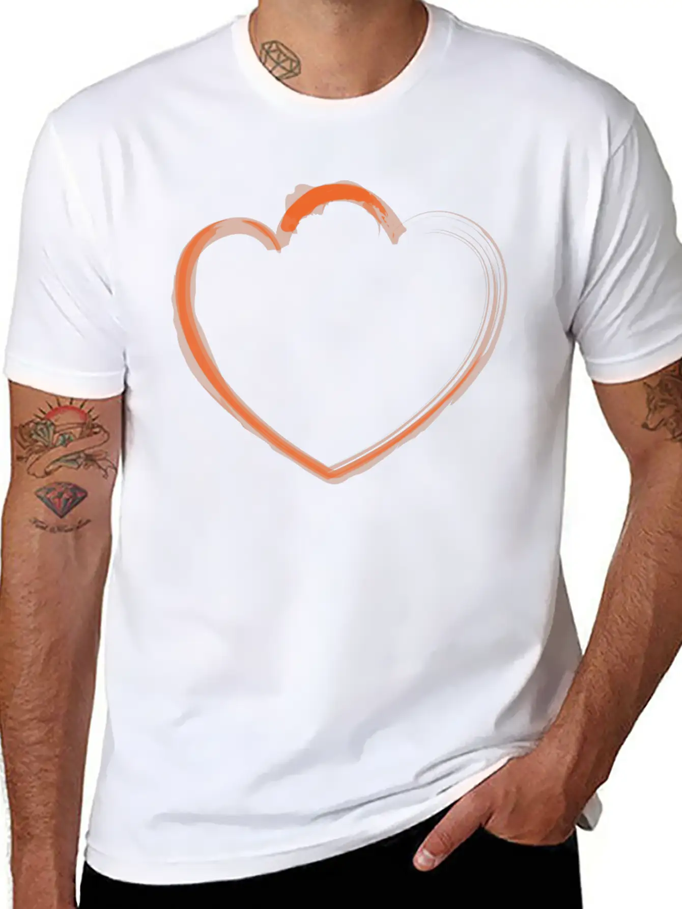Mutant Heart Orange Modern Fit Casual T-Shirt – Clean And Versatile Design