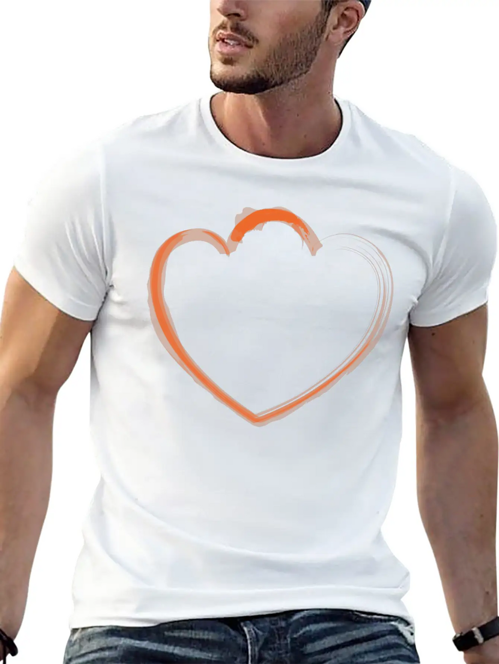 Mutant Heart Orange Modern Fit Casual T-Shirt – Clean And Versatile Design