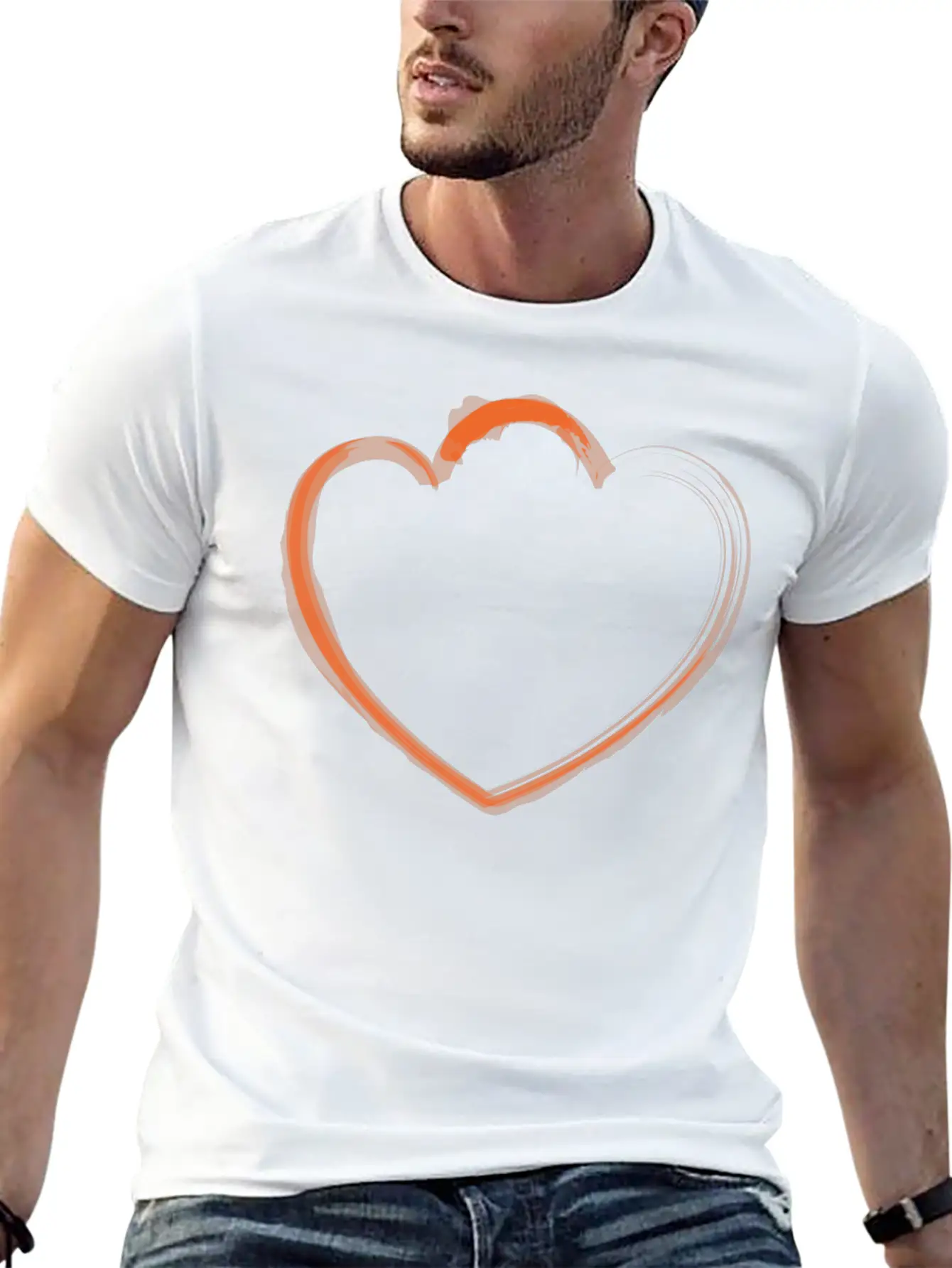 Mutant Heart Orange Modern Fit Casual T-Shirt – Clean And Versatile Design