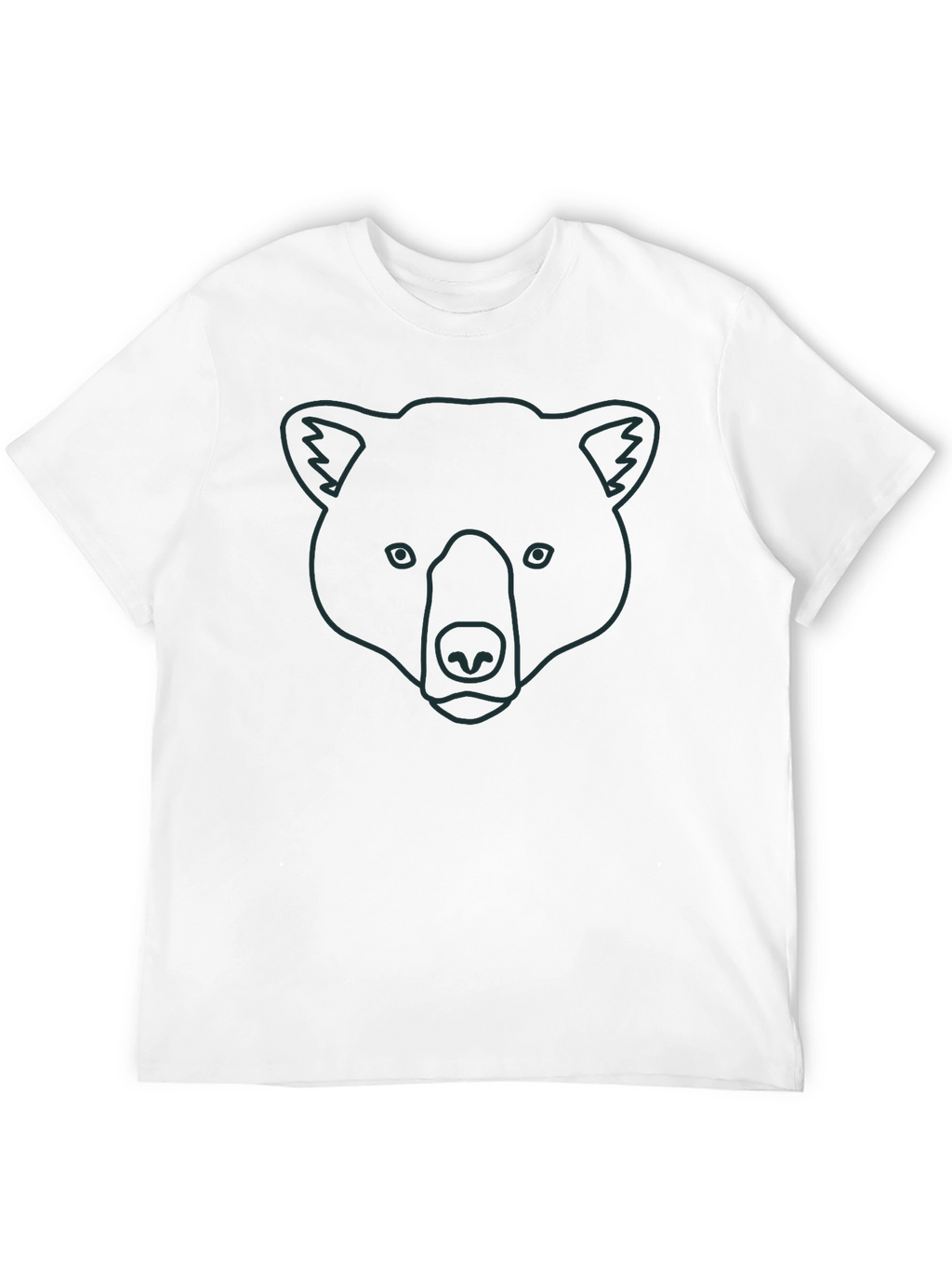 Bear Outline Graphic Tee - Unisex Black Cotton T-Shirt