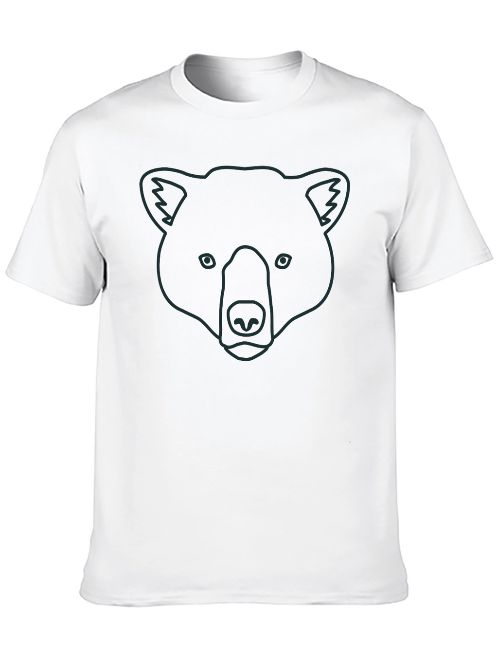 Bear Outline Graphic Tee - Unisex Black Cotton T-Shirt