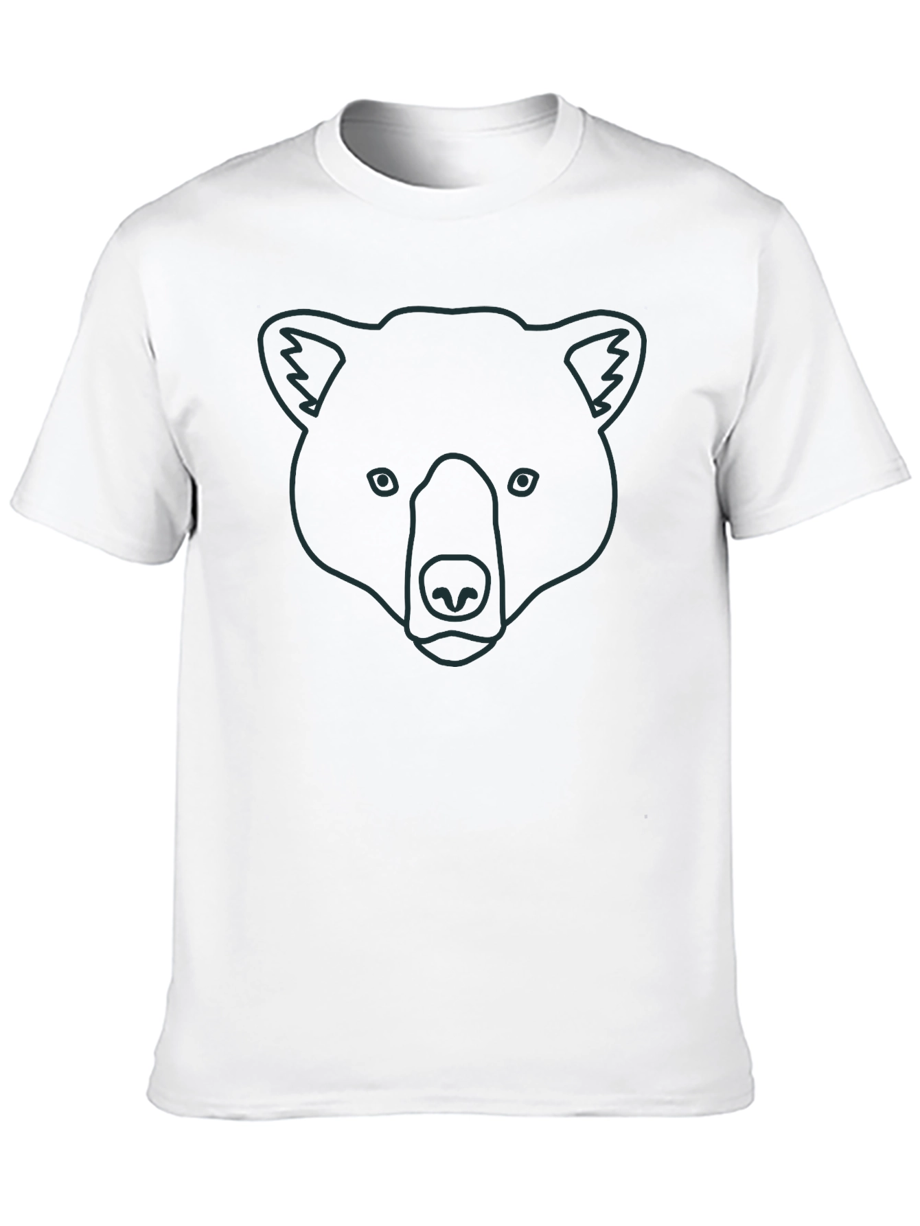 Bear Outline Graphic Tee - Unisex Black Cotton T-Shirt