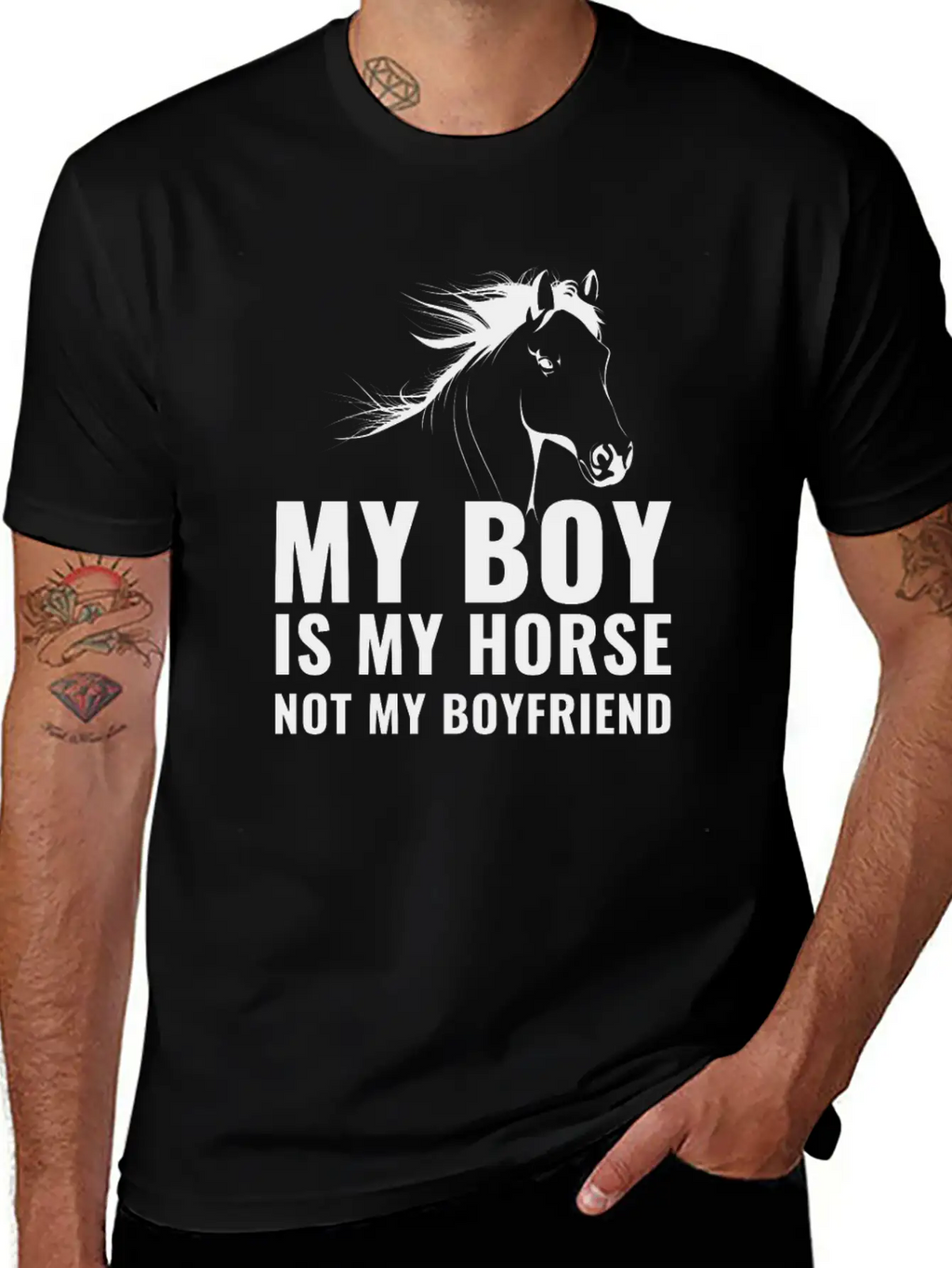 My Boy Is My Horse Not My Boyfriend For A Horse Basic Graphic T-Shirt – Daily Comfort In Soft Cotton