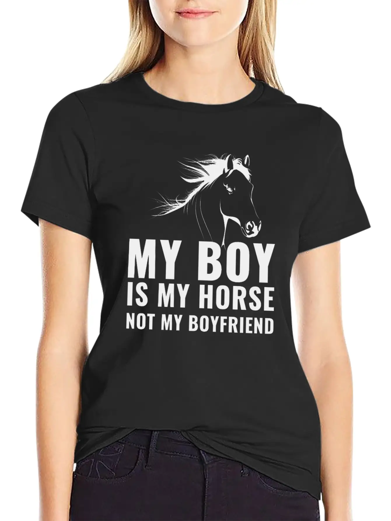 My Boy Is My Horse Not My Boyfriend For A Horse Basic Graphic T-Shirt – Daily Comfort In Soft Cotton