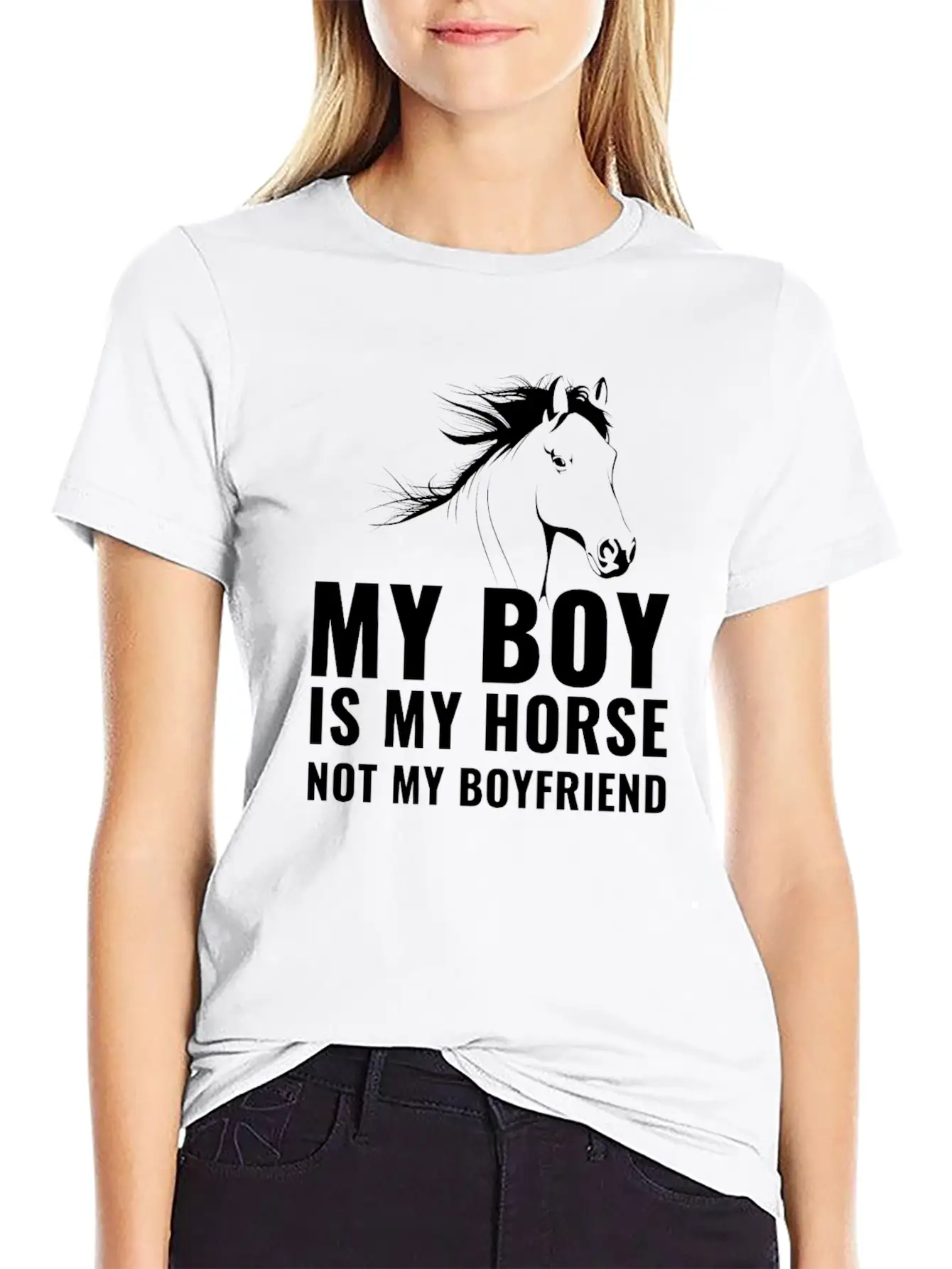 My Boy Is My Horse Not My Boyfriend For A Horse Basic Graphic T-Shirt – Daily Comfort In Soft Cotton