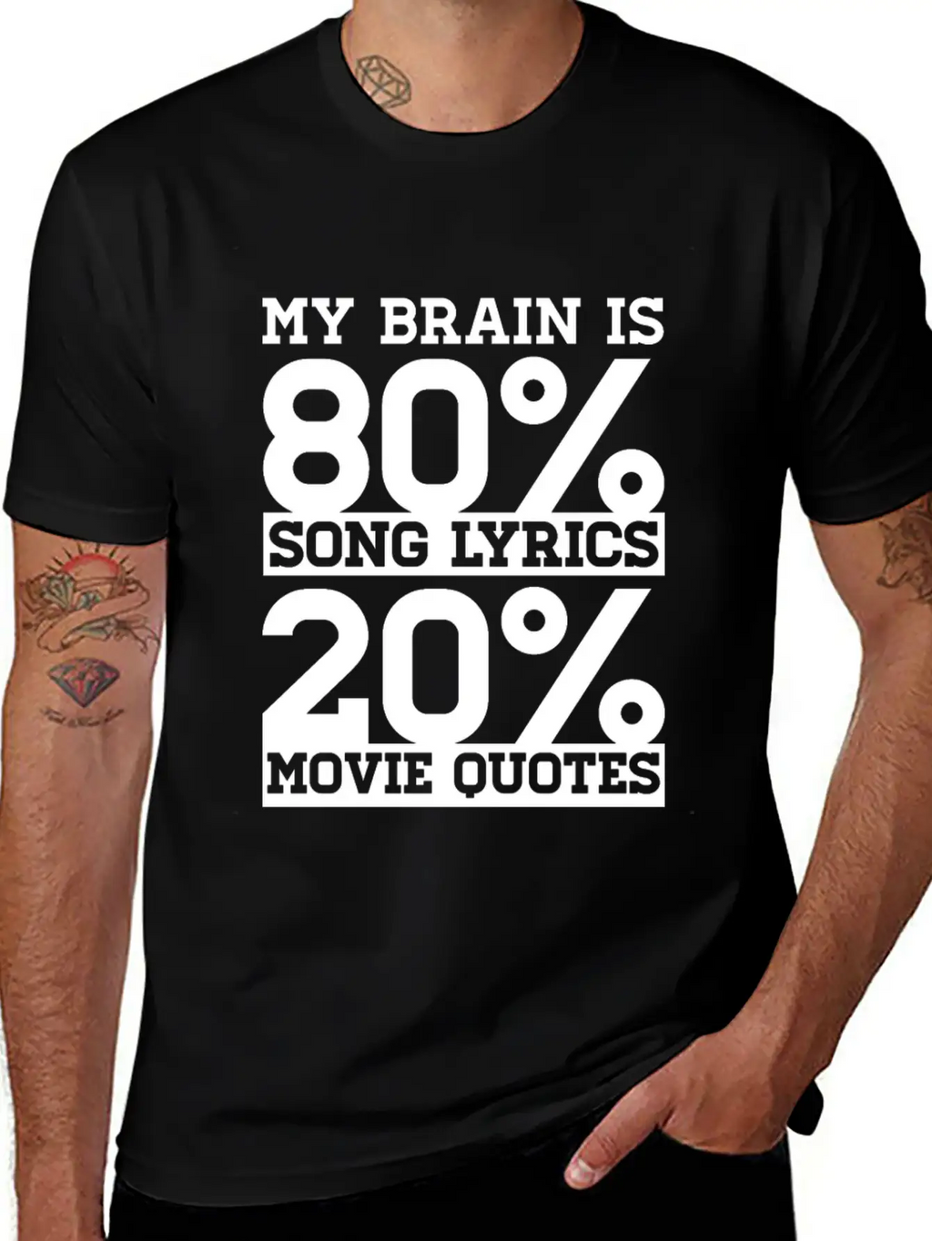 My Brain Is 80% Song Lyrics 20% Movie Quotes Gift Relaxed Everyday Tee – Lightweight And Durable Cotton