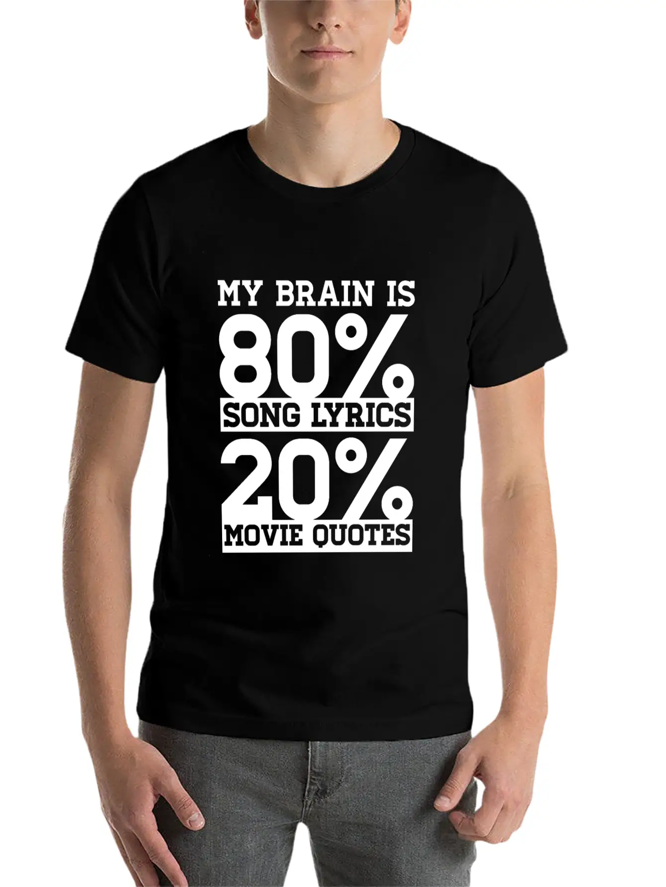 My Brain Is 80% Song Lyrics 20% Movie Quotes Gift Relaxed Everyday Tee – Lightweight And Durable Cotton
