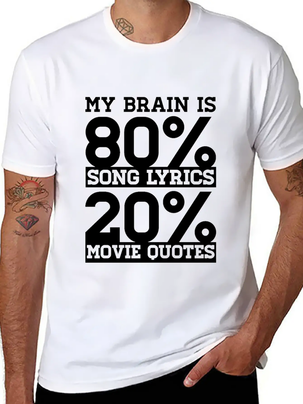 My Brain Is 80% Song Lyrics 20% Movie Quotes Gift Relaxed Everyday Tee – Lightweight And Durable Cotton