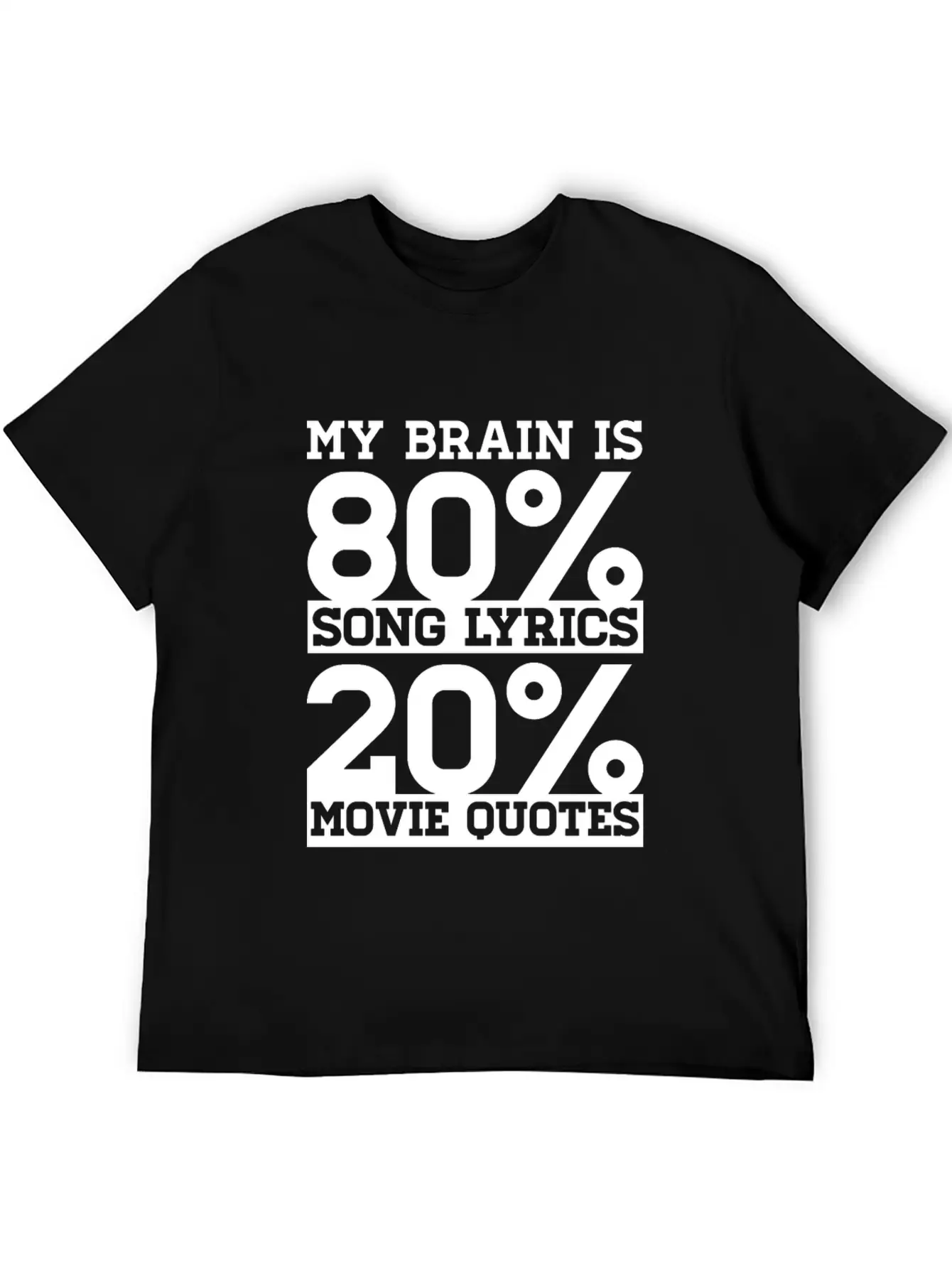 My Brain Is 80% Song Lyrics 20% Movie Quotes Gift Relaxed Everyday Tee – Lightweight And Durable Cotton