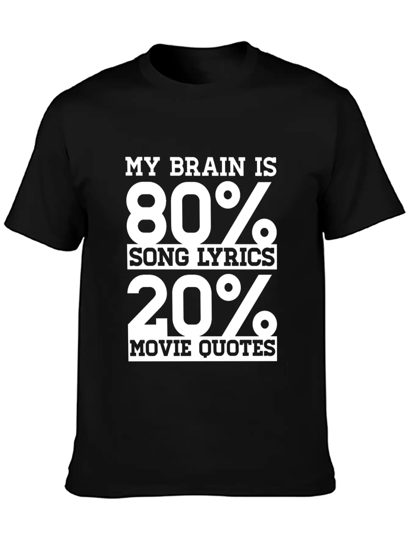 My Brain Is 80% Song Lyrics 20% Movie Quotes Gift Relaxed Everyday Tee – Lightweight And Durable Cotton