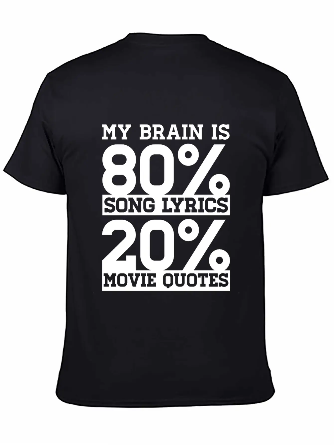 My Brain Is 80% Song Lyrics 20% Movie Quotes Gift Relaxed Everyday Tee – Lightweight And Durable Cotton