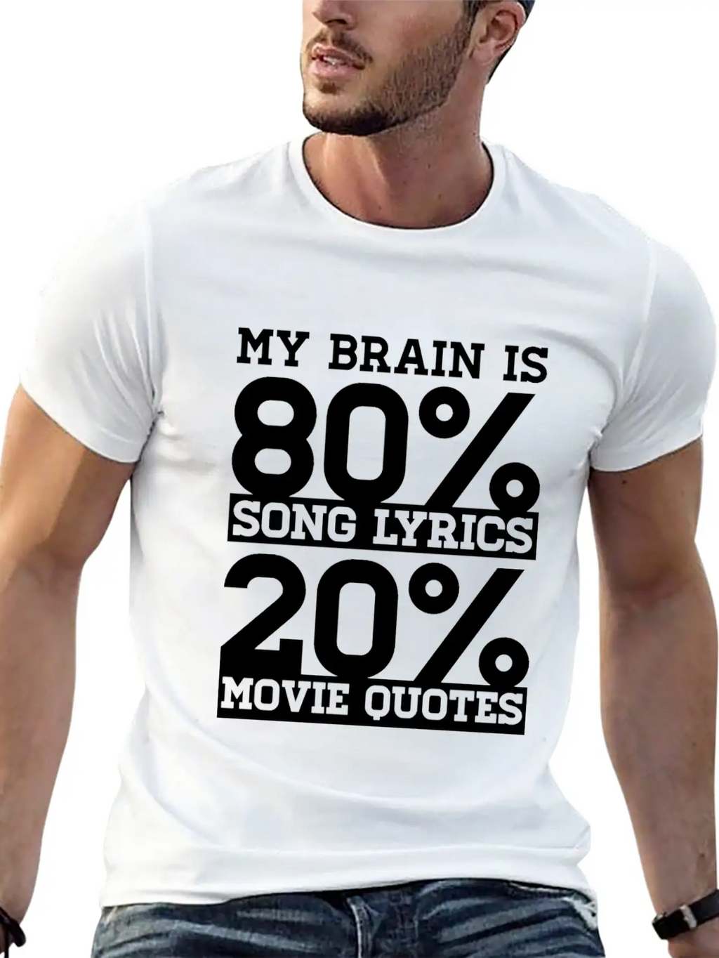 My Brain Is 80% Song Lyrics 20% Movie Quotes Gift Relaxed Everyday Tee – Lightweight And Durable Cotton