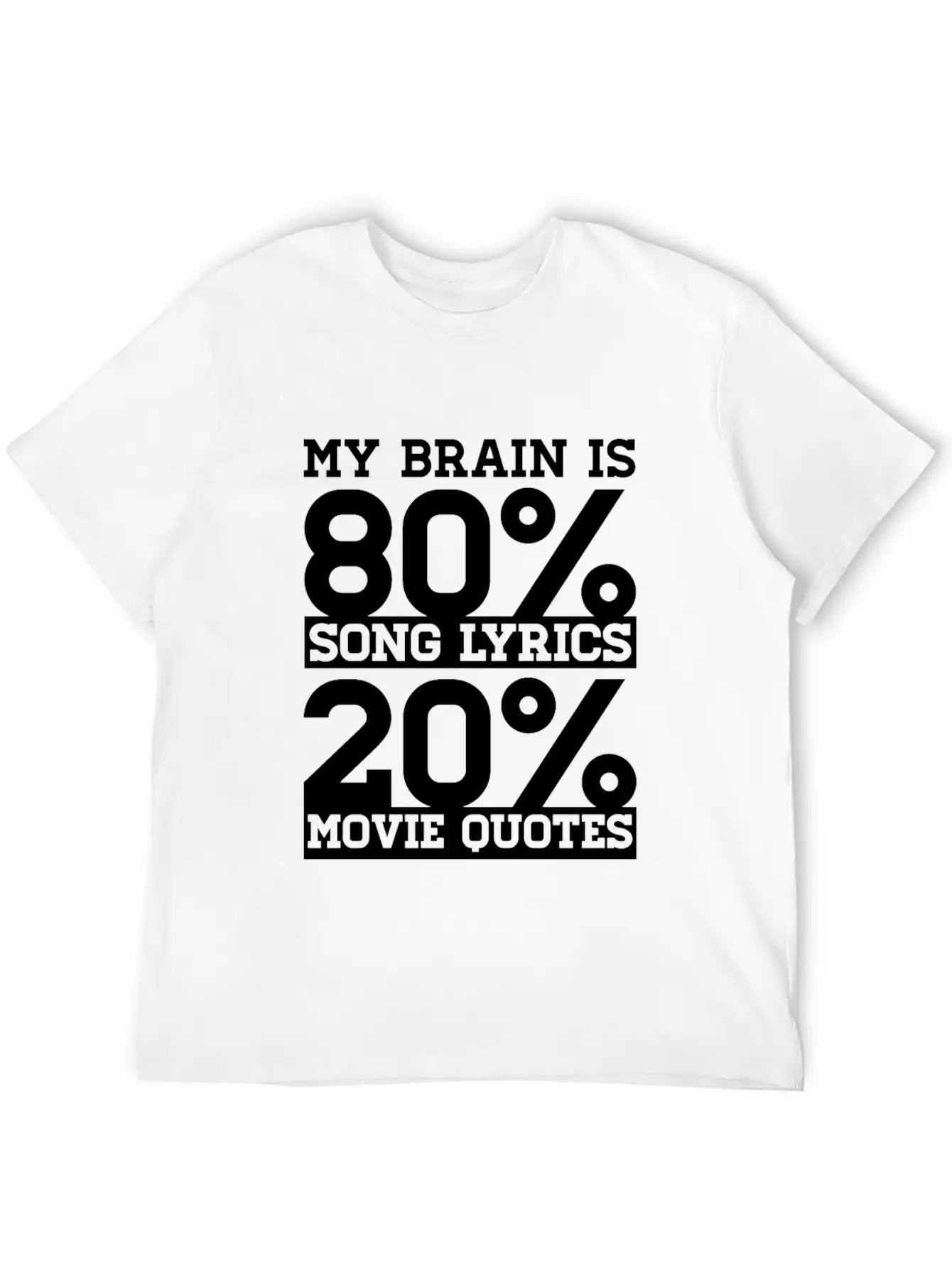 My Brain Is 80% Song Lyrics 20% Movie Quotes Gift Relaxed Everyday Tee – Lightweight And Durable Cotton