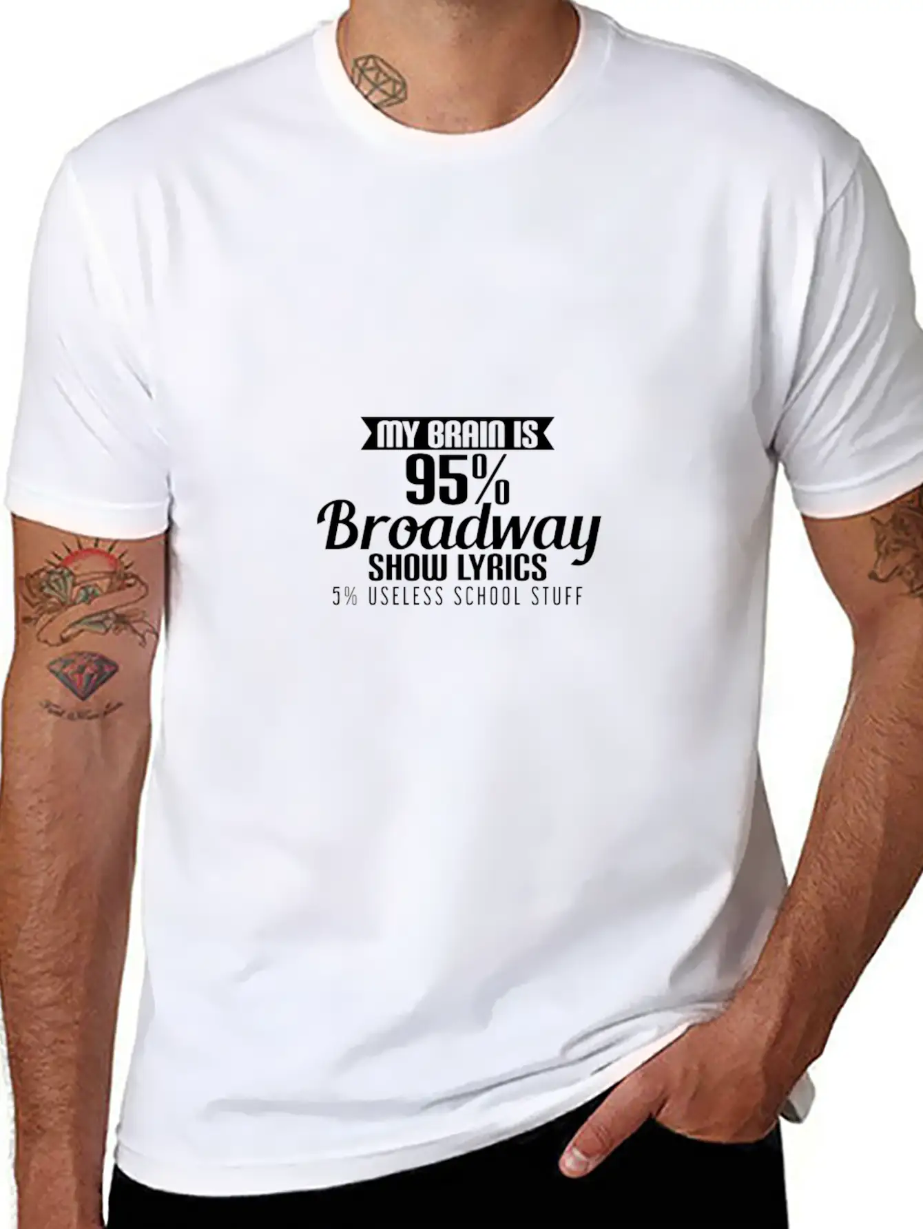 My Brain Is 95% Broadway Show Lyrics 5% Useless Gi Modern Fit Casual T-Shirt – Clean And Versatile Design