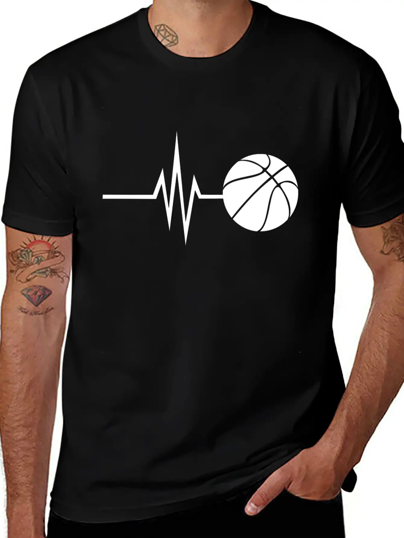 My Heart Beats For Basketball - Sports Fitness Basic Graphic T-Shirt – Daily Comfort In Soft Cotton