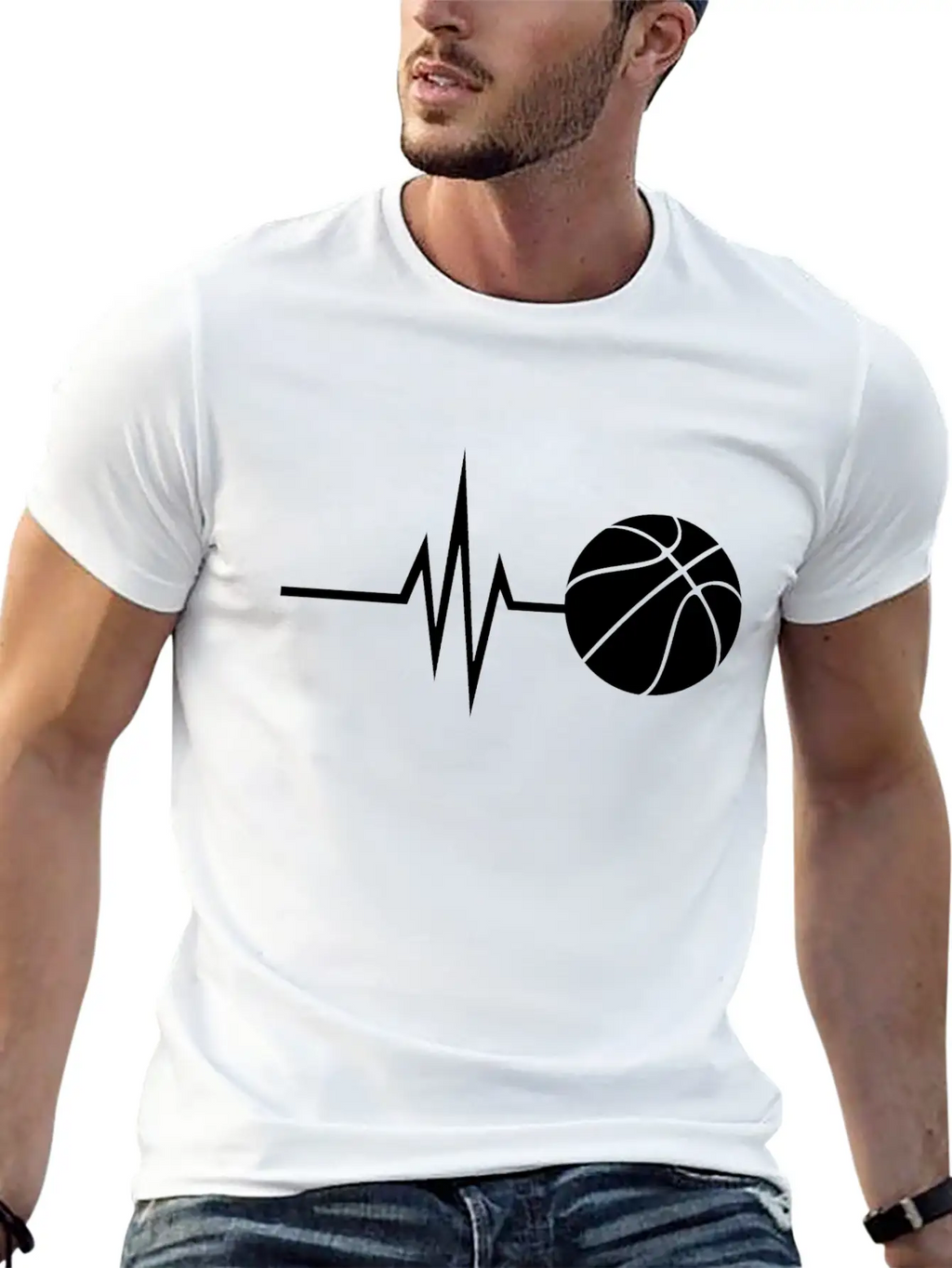 My Heart Beats For Basketball - Sports Fitness Basic Graphic T-Shirt – Daily Comfort In Soft Cotton