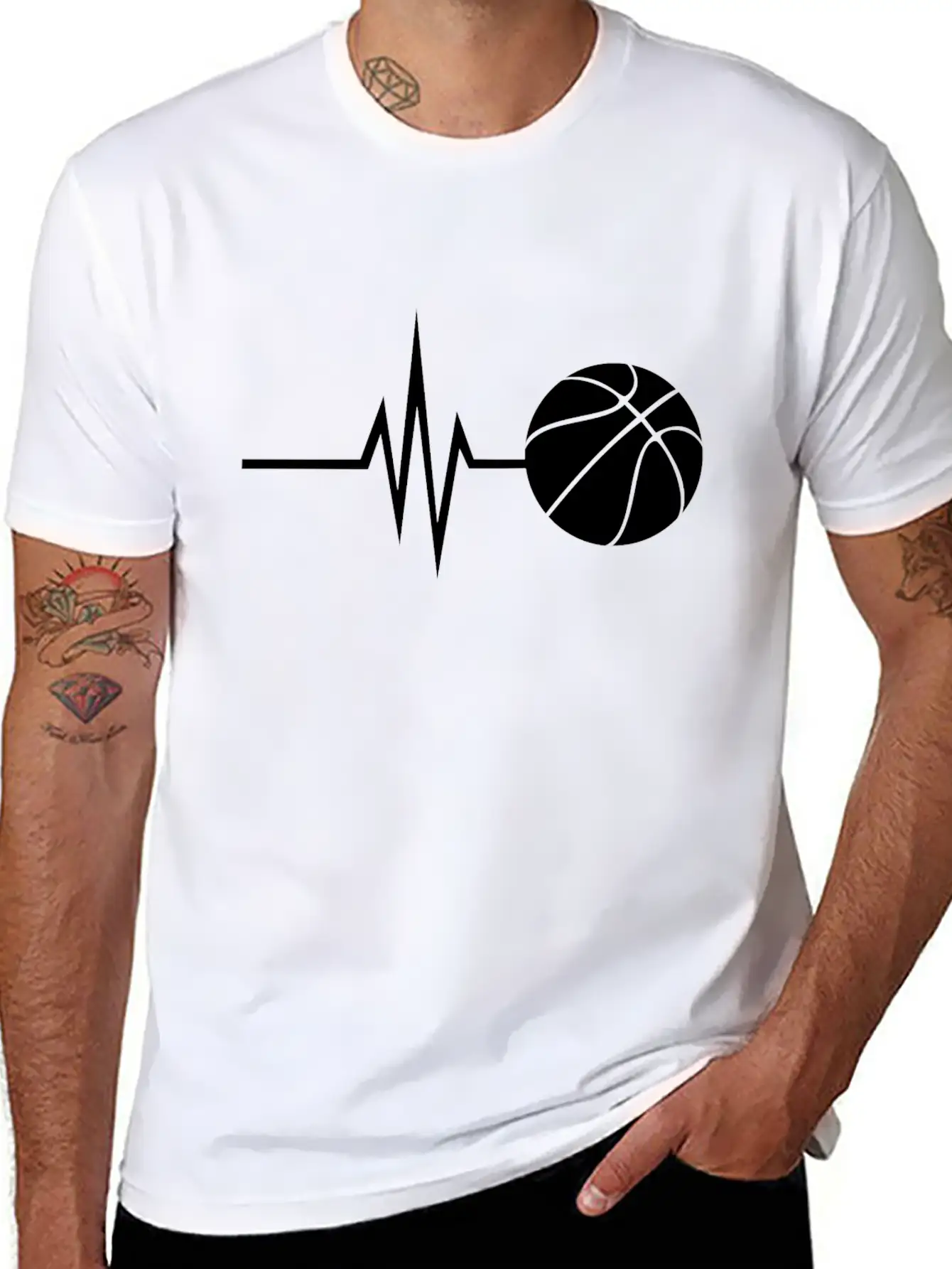 My Heart Beats For Basketball - Sports Fitness Basic Graphic T-Shirt – Daily Comfort In Soft Cotton