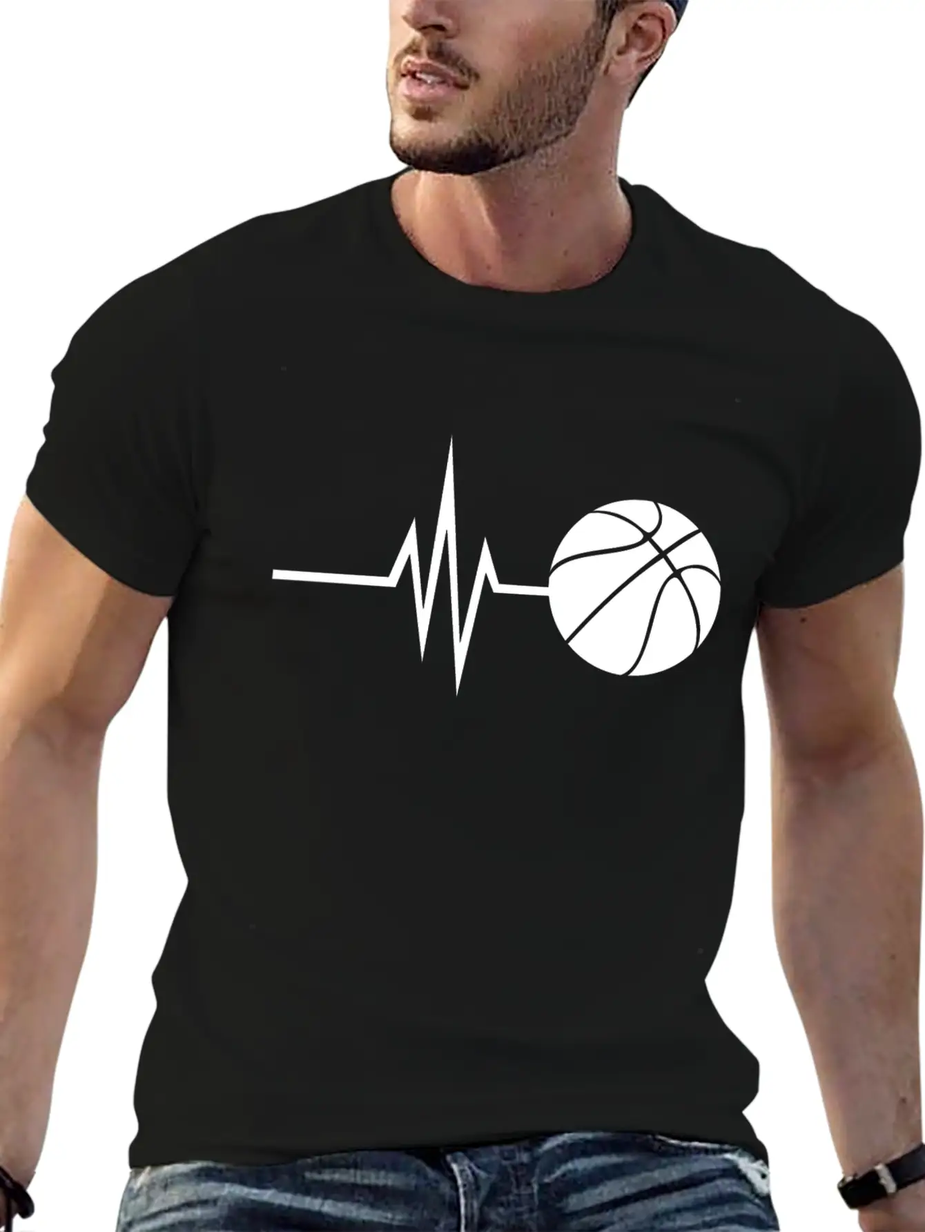 My Heart Beats For Basketball - Sports Fitness Basic Graphic T-Shirt – Daily Comfort In Soft Cotton