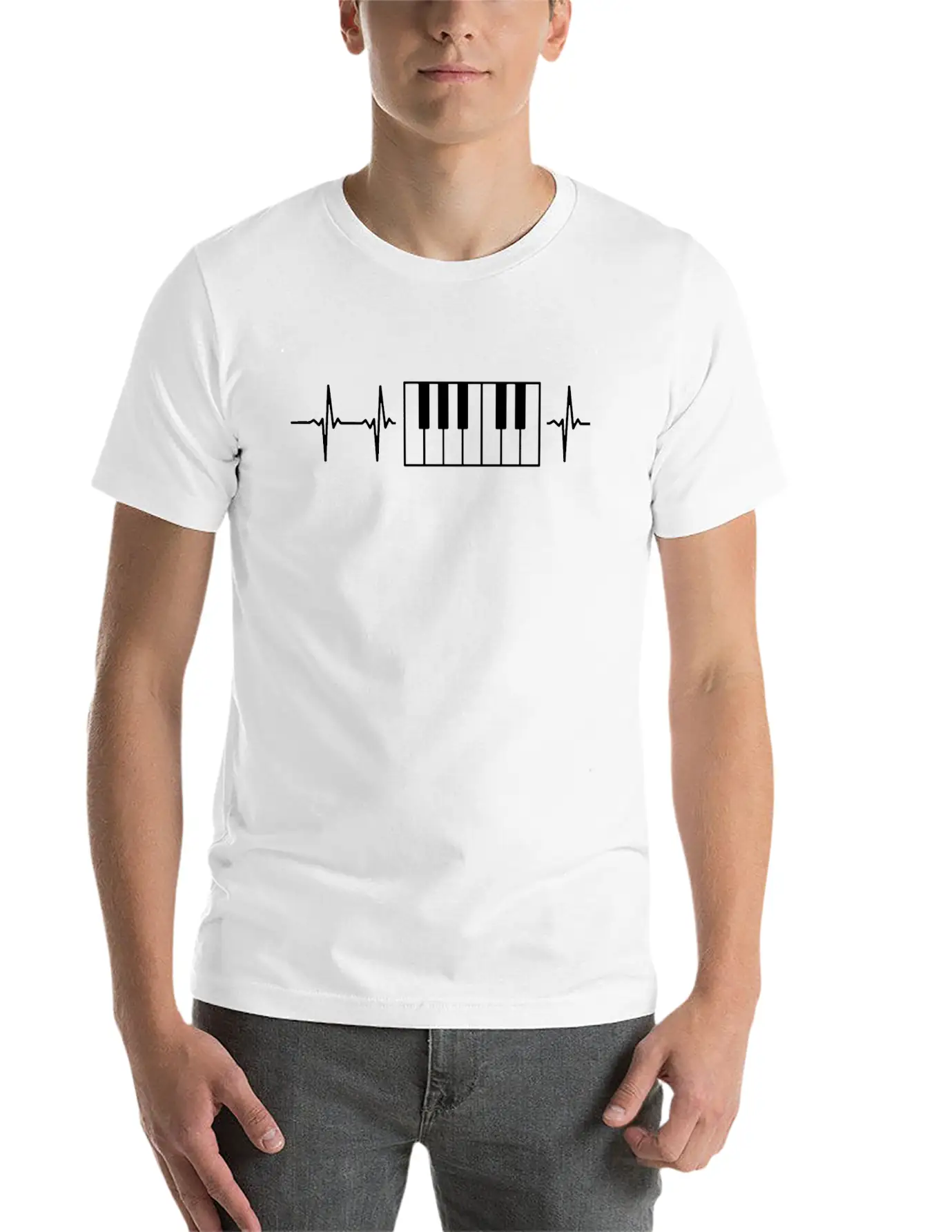 My Heart Beats For Pianos Stylish Everyday T-Shirt – Unisex Basic Cotton Tee