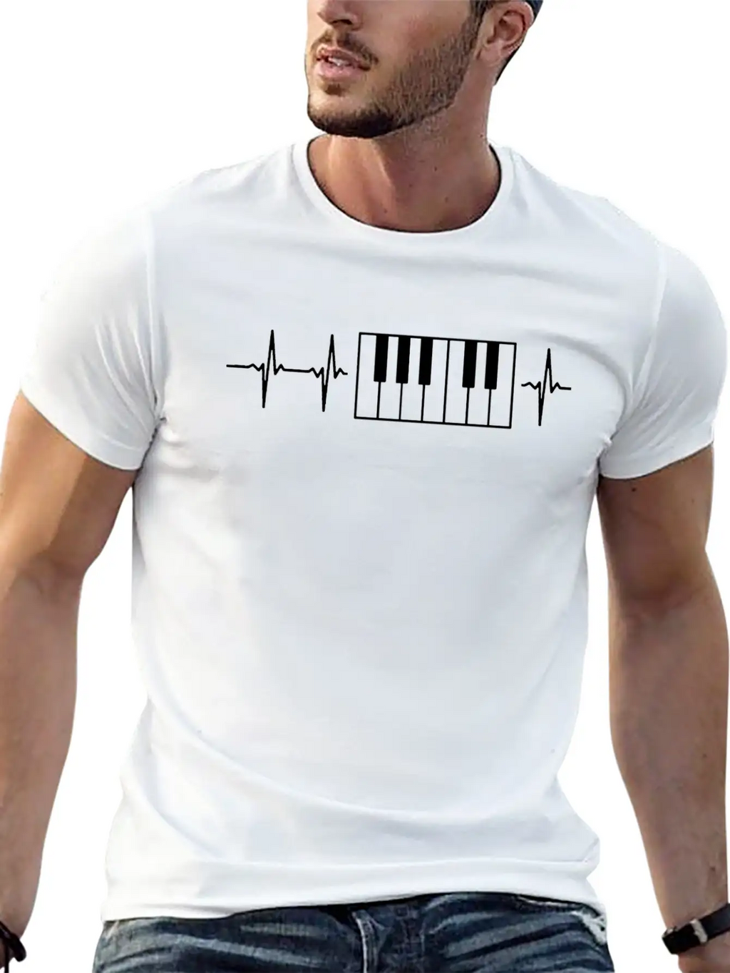 My Heart Beats For Pianos Stylish Everyday T-Shirt – Unisex Basic Cotton Tee