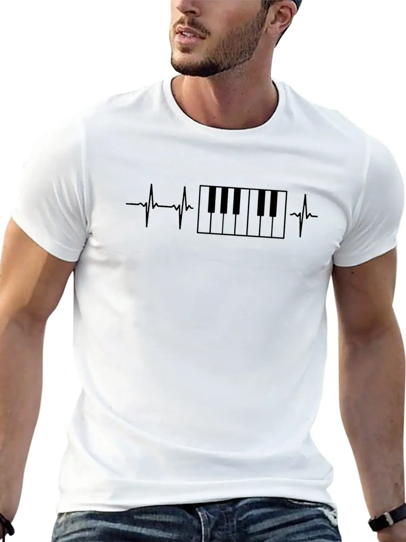 My Heart Beats For Pianos Stylish Everyday T-Shirt – Unisex Basic Cotton Tee