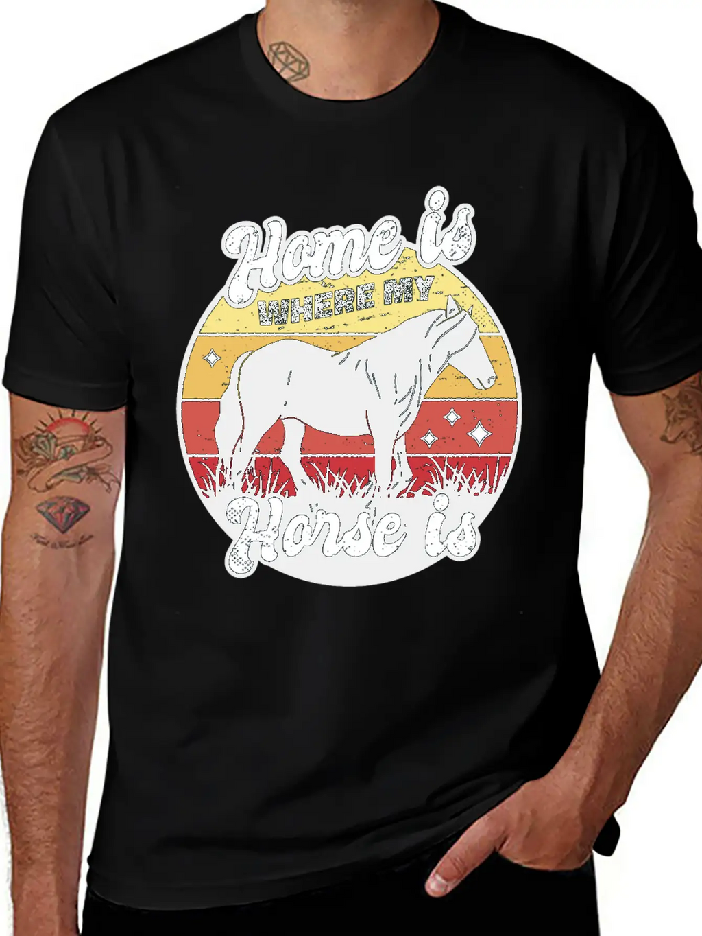 My Home Is Where My Horse Apparel For Horse Lover Relaxed Everyday Tee – Lightweight And Durable Cotton