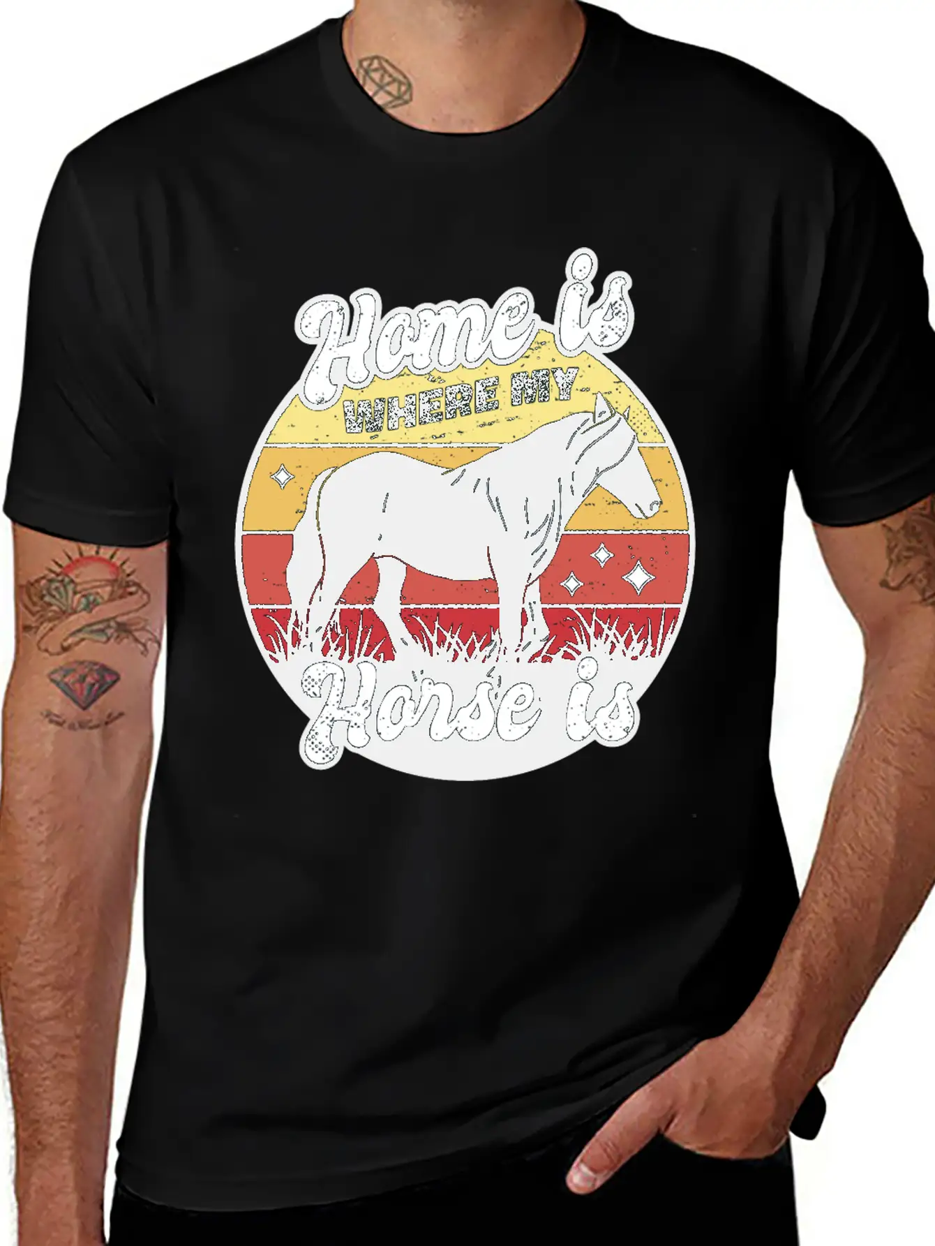 My Home Is Where My Horse Apparel For Horse Lover Relaxed Everyday Tee – Lightweight And Durable Cotton
