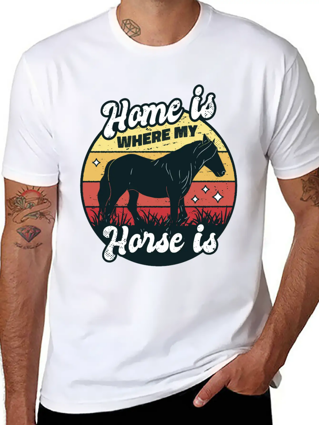 My Home Is Where My Horse Apparel For Horse Lover Relaxed Everyday Tee – Lightweight And Durable Cotton