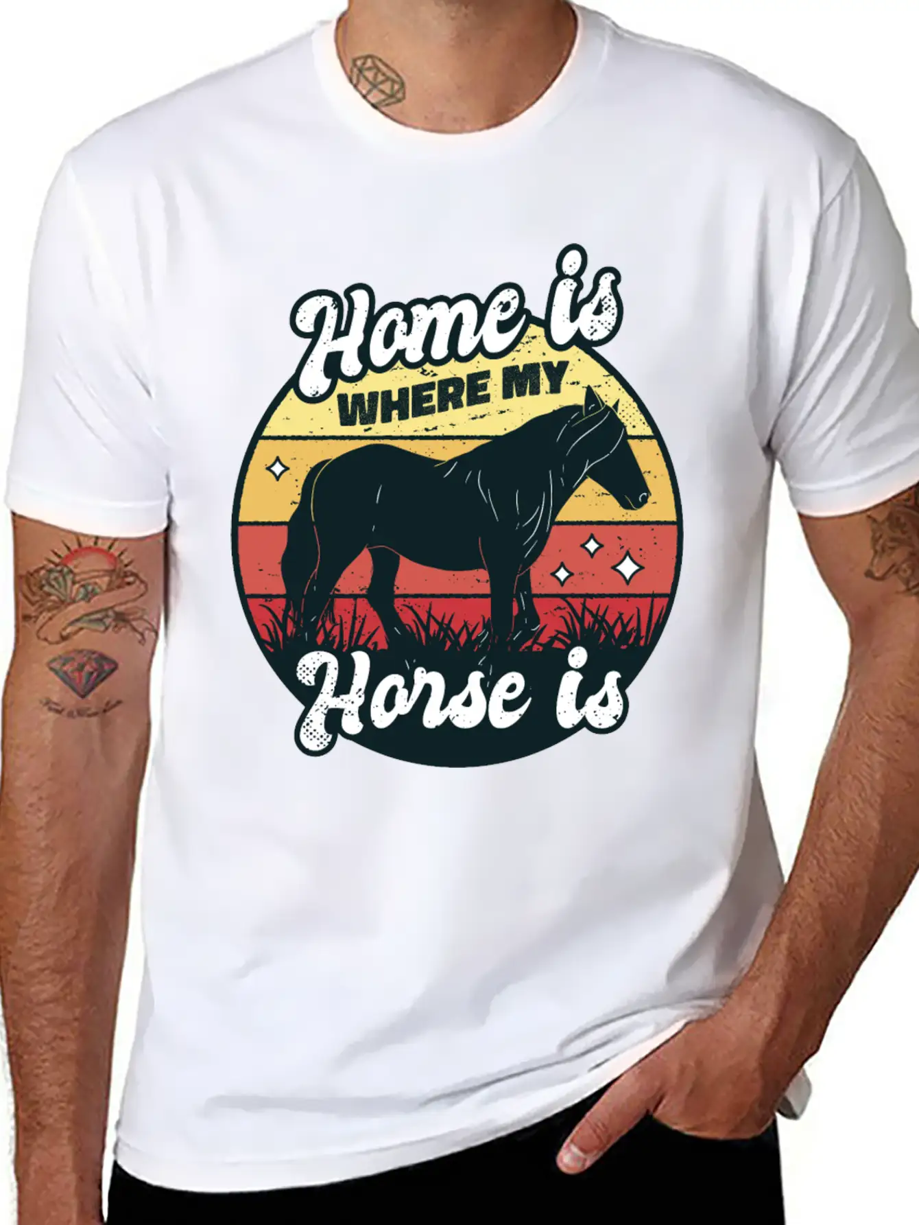 My Home Is Where My Horse Apparel For Horse Lover Relaxed Everyday Tee – Lightweight And Durable Cotton