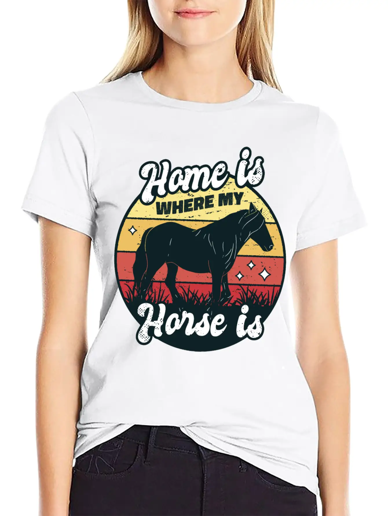 My Home Is Where My Horse Apparel For Horse Lover Relaxed Everyday Tee – Lightweight And Durable Cotton