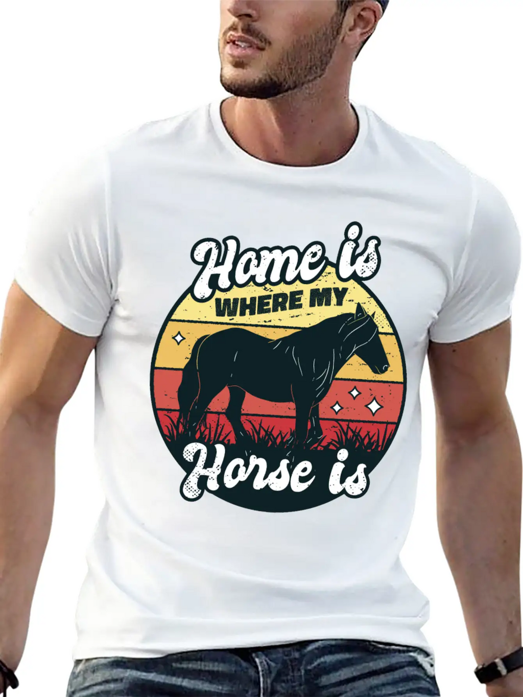 My Home Is Where My Horse Apparel For Horse Lover Relaxed Everyday Tee – Lightweight And Durable Cotton