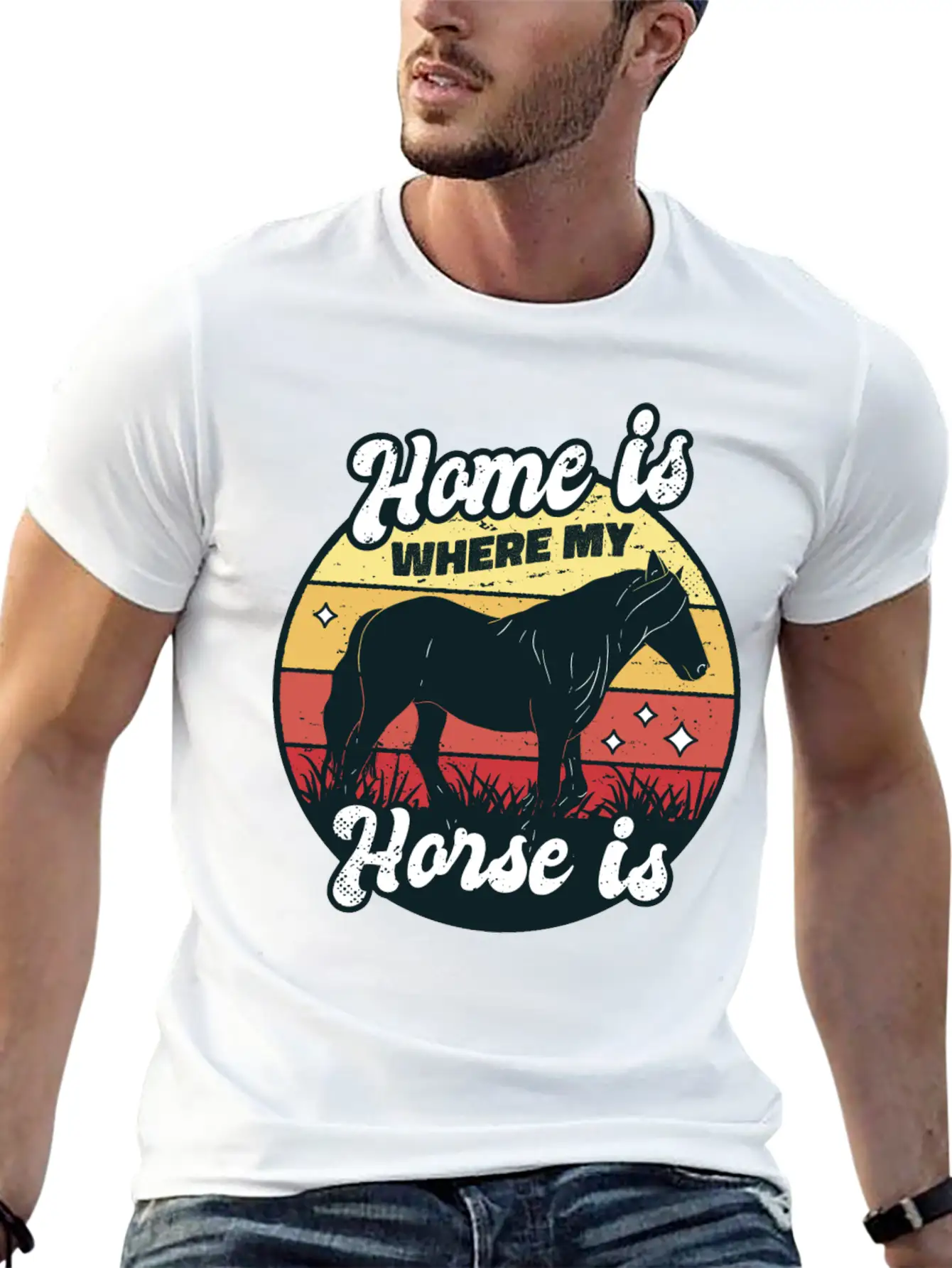 My Home Is Where My Horse Apparel For Horse Lover Relaxed Everyday Tee – Lightweight And Durable Cotton