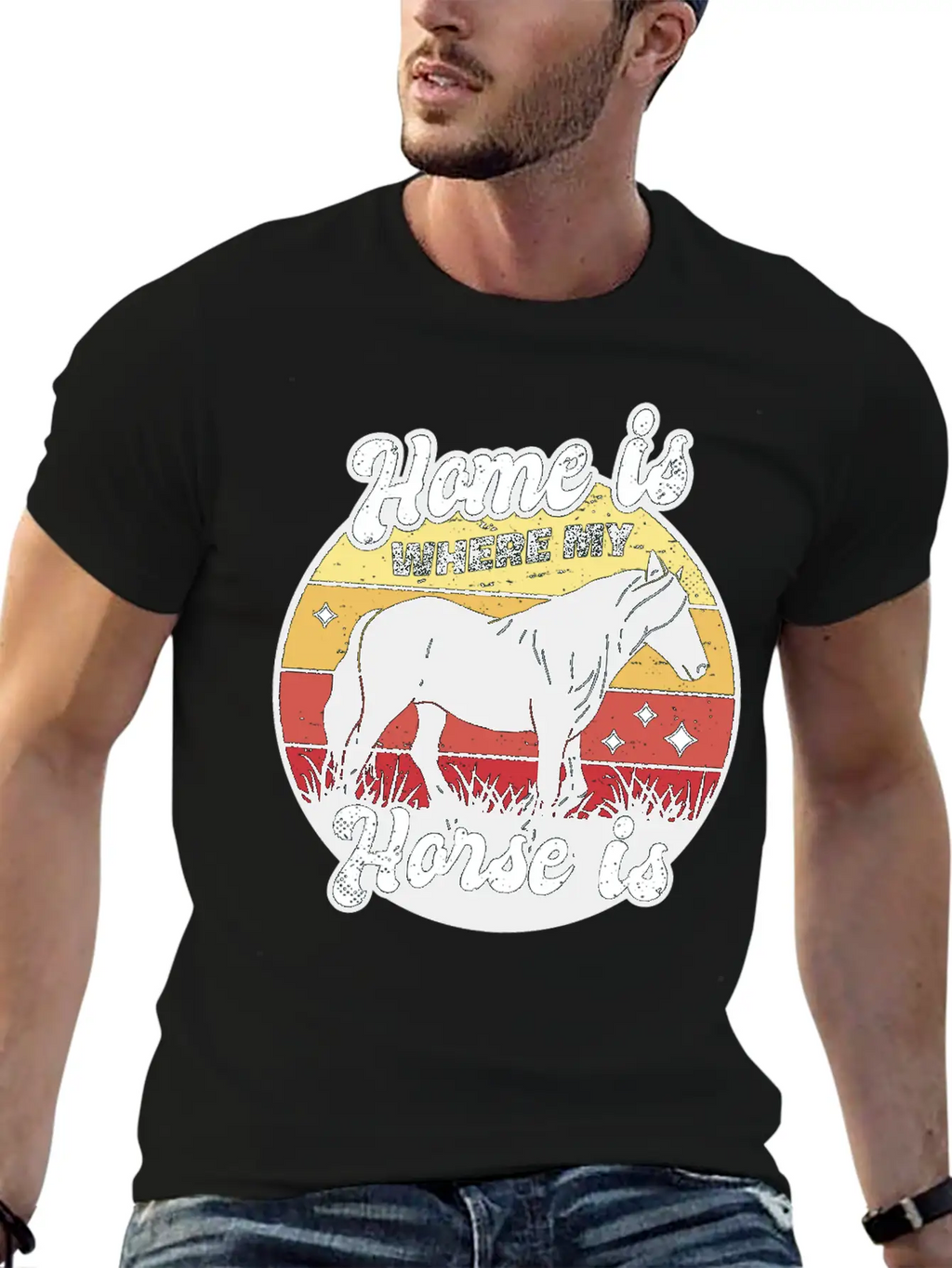My Home Is Where My Horse Apparel For Horse Lover Relaxed Everyday Tee – Lightweight And Durable Cotton