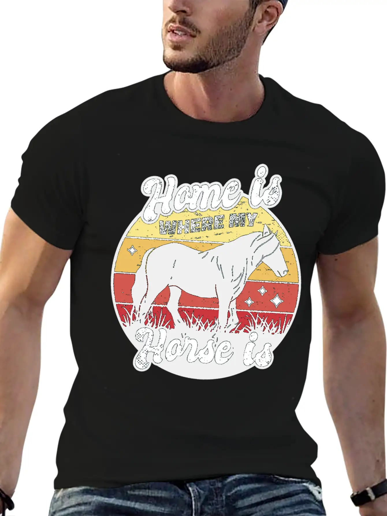 My Home Is Where My Horse Apparel For Horse Lover Relaxed Everyday Tee – Lightweight And Durable Cotton