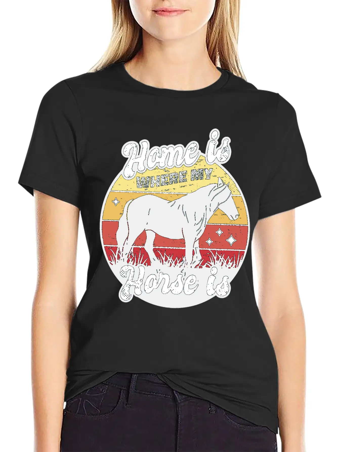 My Home Is Where My Horse Apparel For Horse Lover Relaxed Everyday Tee – Lightweight And Durable Cotton