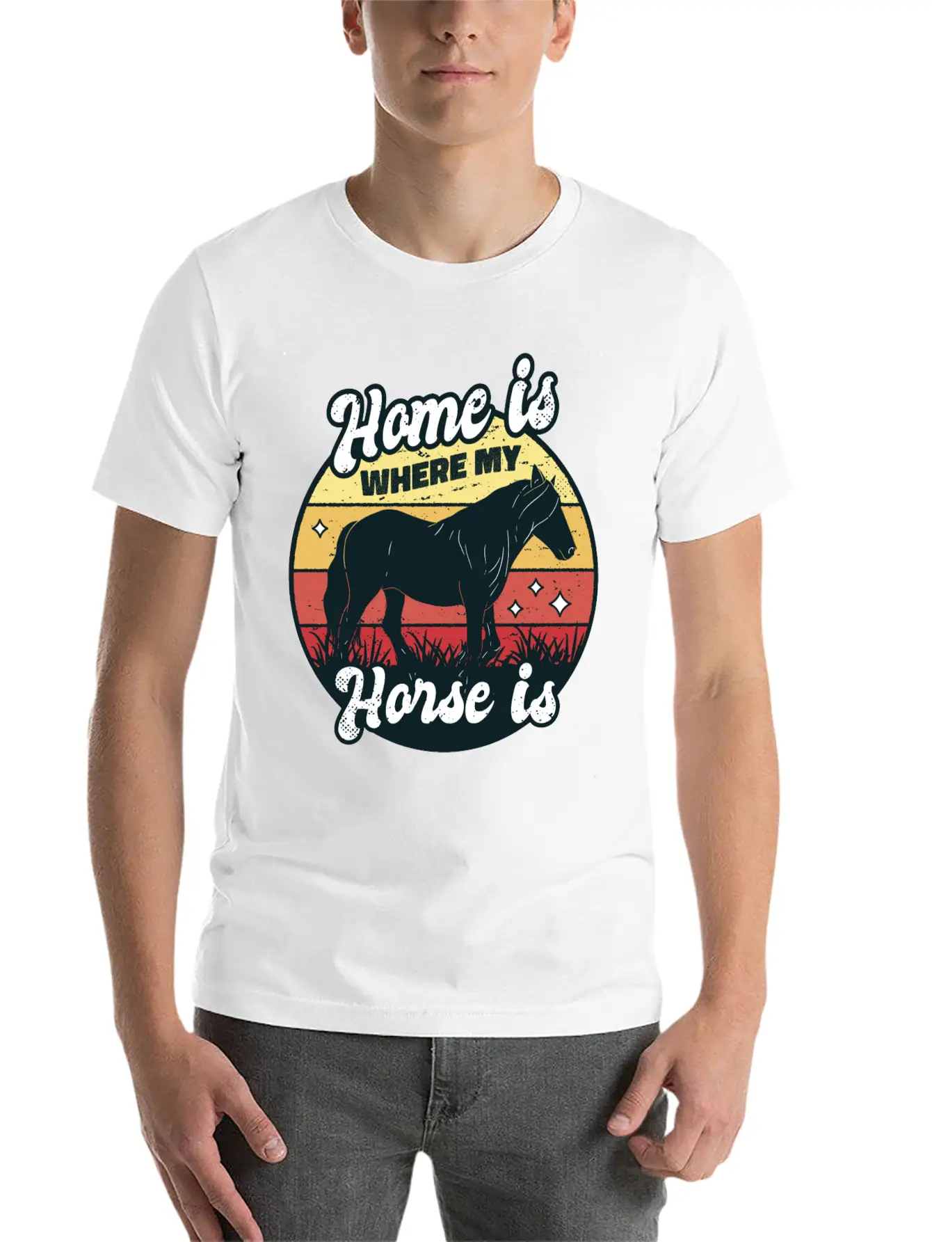 My Home Is Where My Horse Apparel For Horse Lover Relaxed Everyday Tee – Lightweight And Durable Cotton