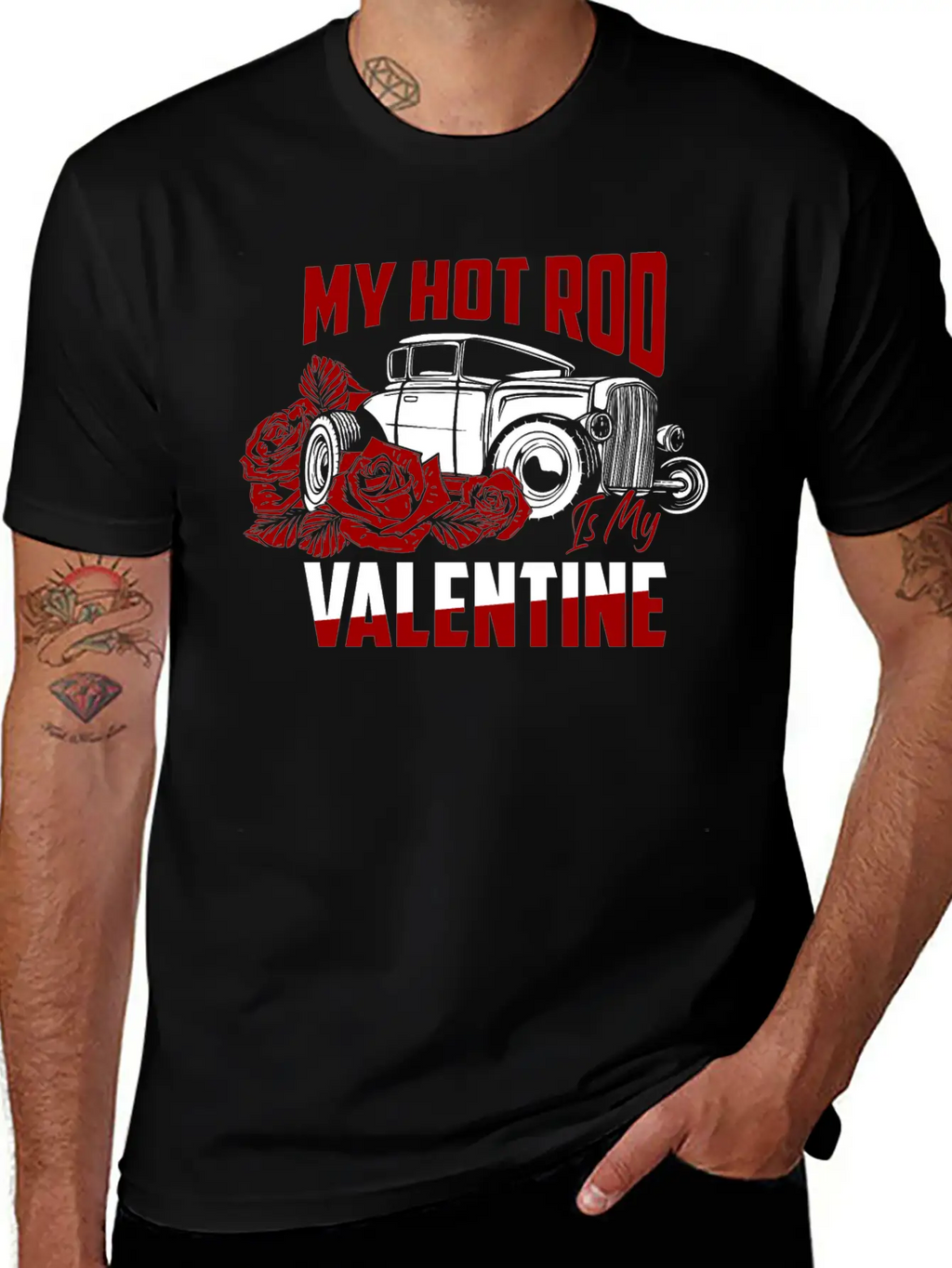 My Hot Rod Is My Valentine Classic Retro Car Basic Graphic T-Shirt – Daily Comfort In Soft Cotton