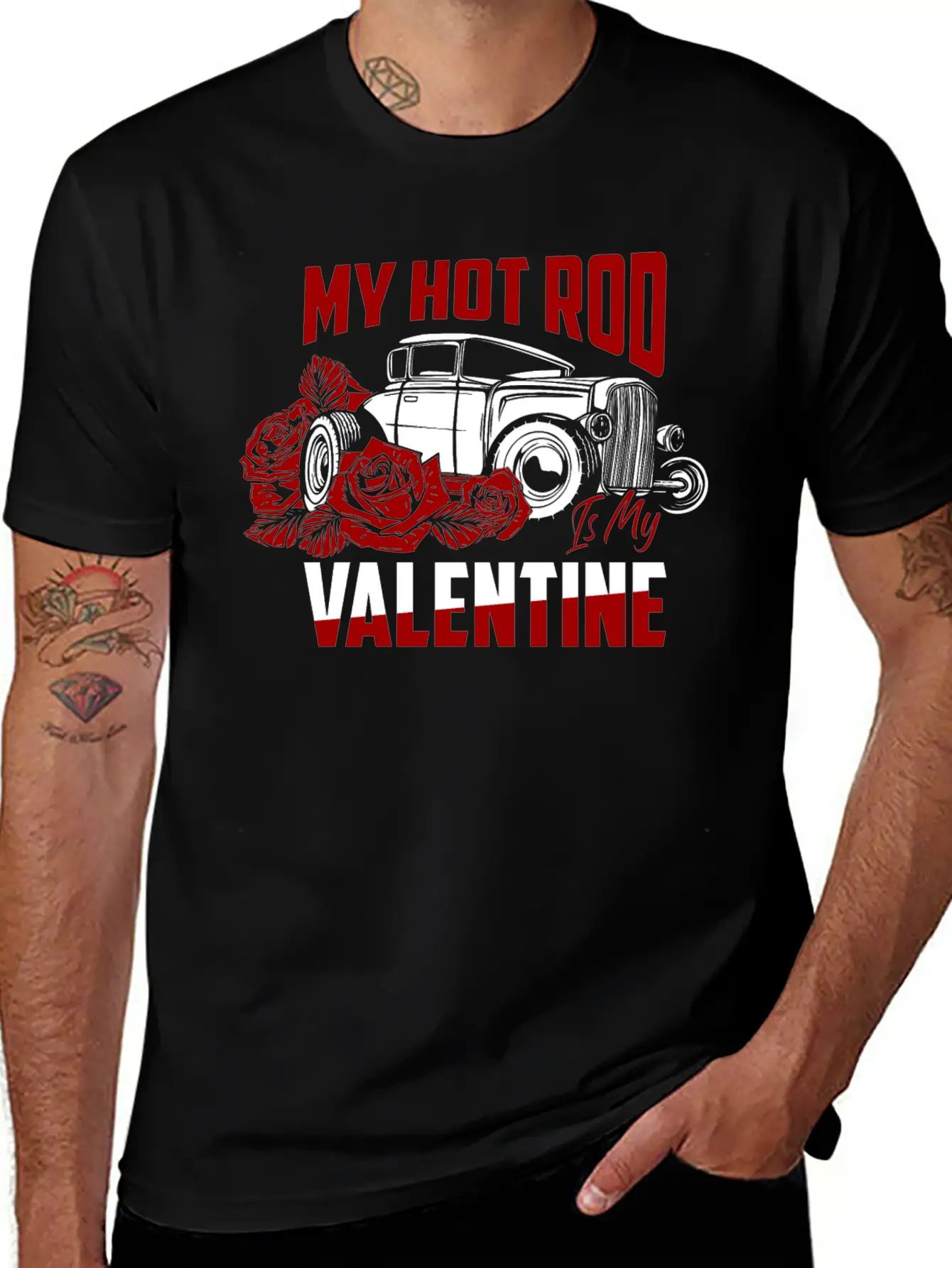 My Hot Rod Is My Valentine Classic Retro Car Basic Graphic T-Shirt – Daily Comfort In Soft Cotton