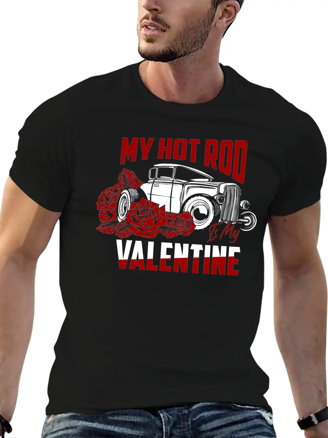 My Hot Rod Is My Valentine Classic Retro Car Basic Graphic T-Shirt – Daily Comfort In Soft Cotton