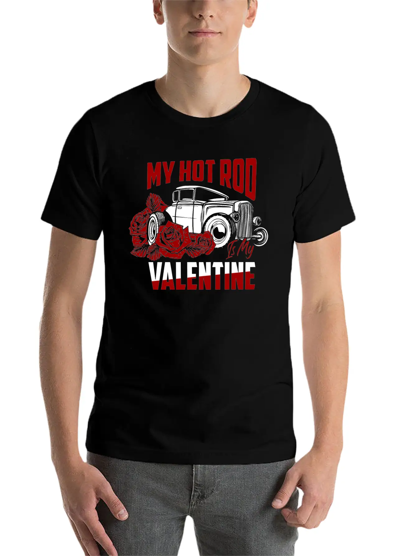 My Hot Rod Is My Valentine Classic Retro Car Basic Graphic T-Shirt – Daily Comfort In Soft Cotton