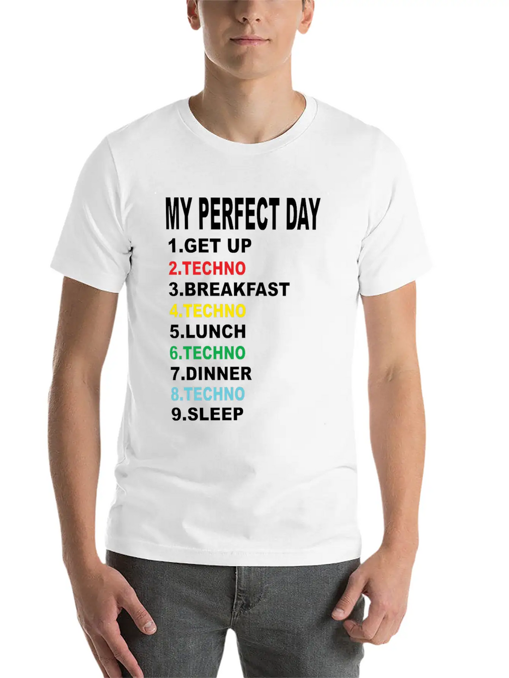 My Perfect Day Techno Essential Cotton Tee For Daily Outfits – Unisex Style