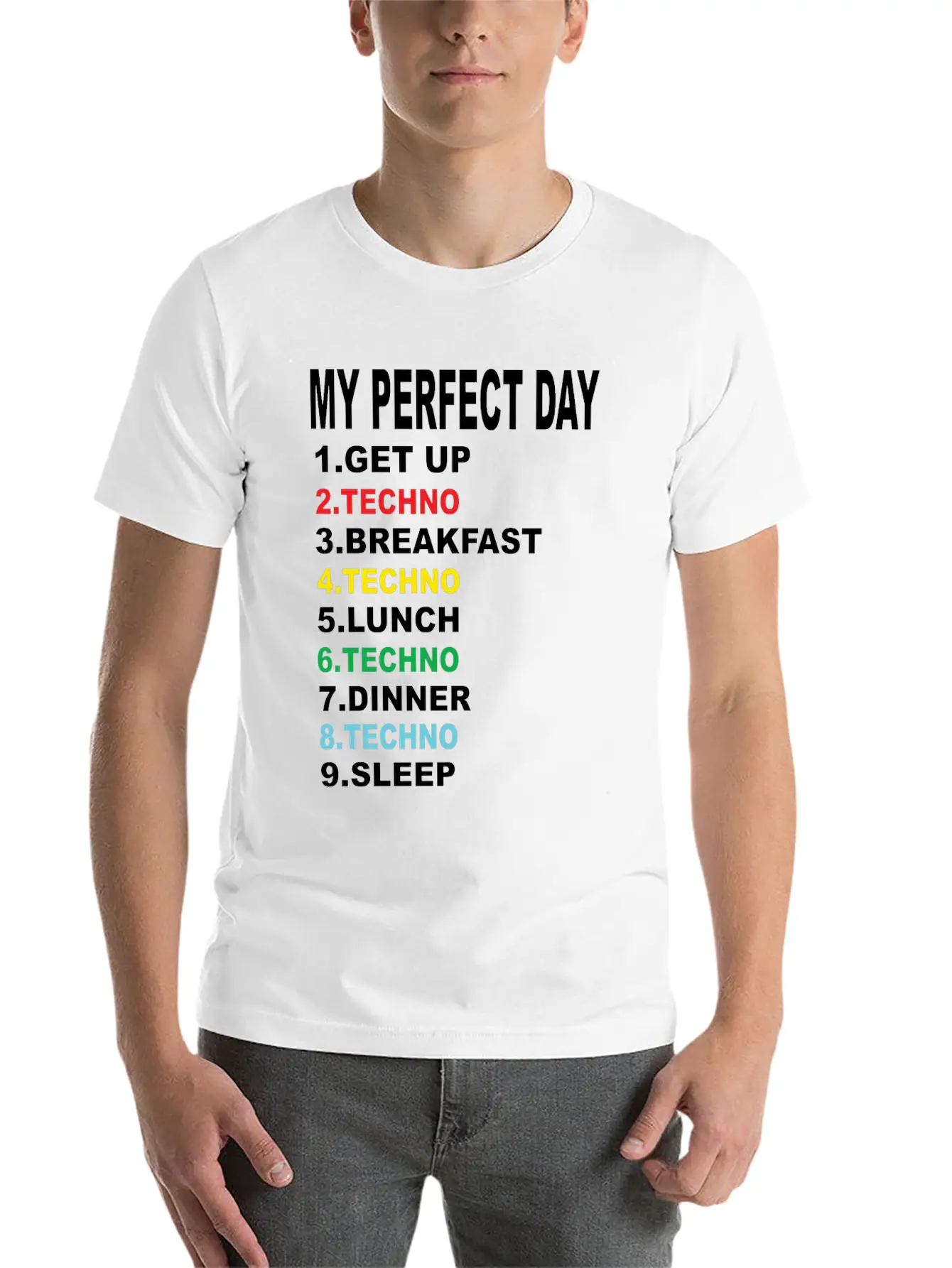 My Perfect Day Techno Essential Cotton Tee For Daily Outfits – Unisex Style