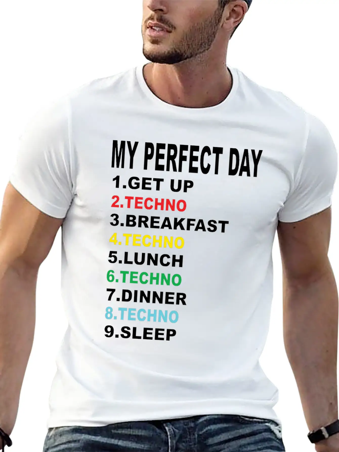 My Perfect Day Techno Essential Cotton Tee For Daily Outfits – Unisex Style