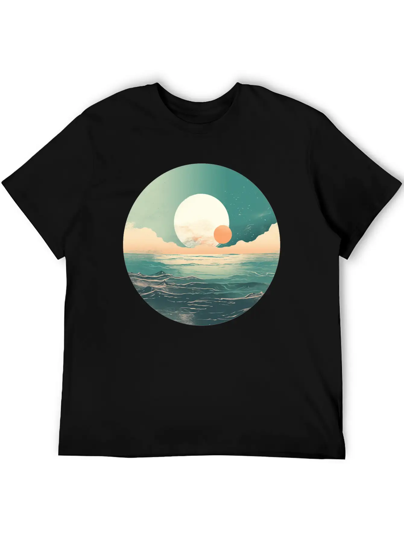 Mystical Deep See Moon Tides And Clouds Basic Graphic T-Shirt – Daily Comfort In Soft Cotton