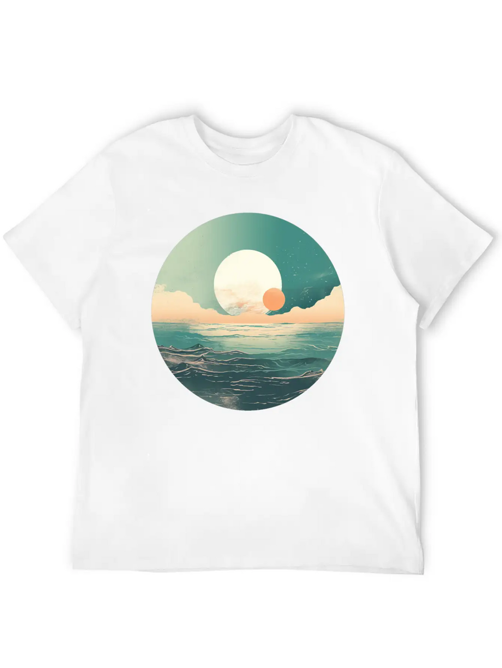 Mystical Deep See Moon Tides And Clouds Basic Graphic T-Shirt – Daily Comfort In Soft Cotton