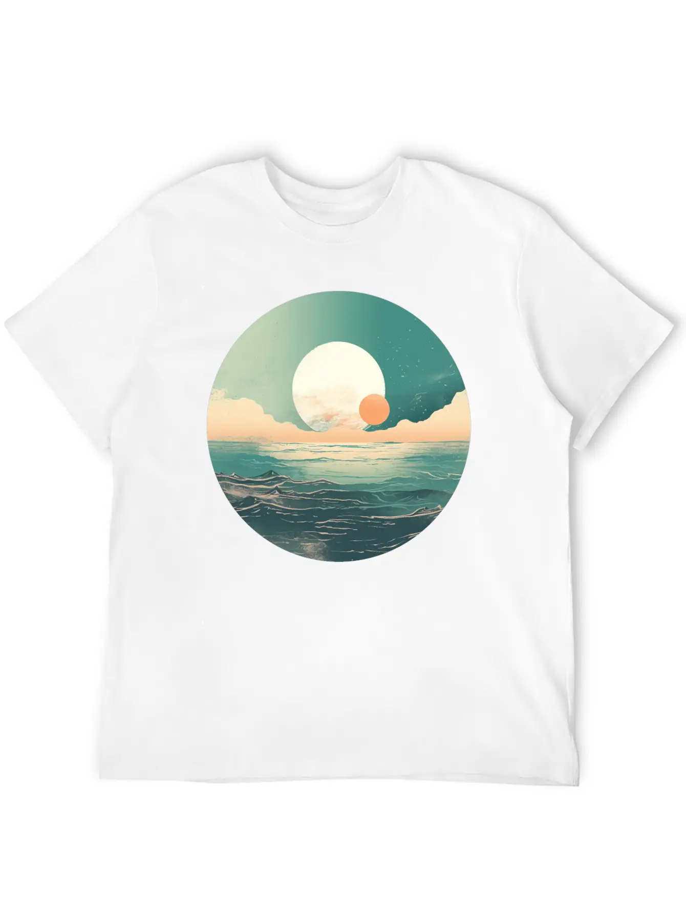 Mystical Deep See Moon Tides And Clouds Basic Graphic T-Shirt – Daily Comfort In Soft Cotton