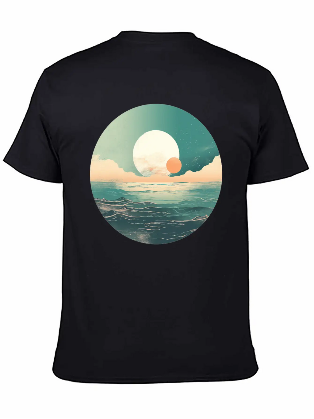 Mystical Deep See Moon Tides And Clouds Basic Graphic T-Shirt – Daily Comfort In Soft Cotton