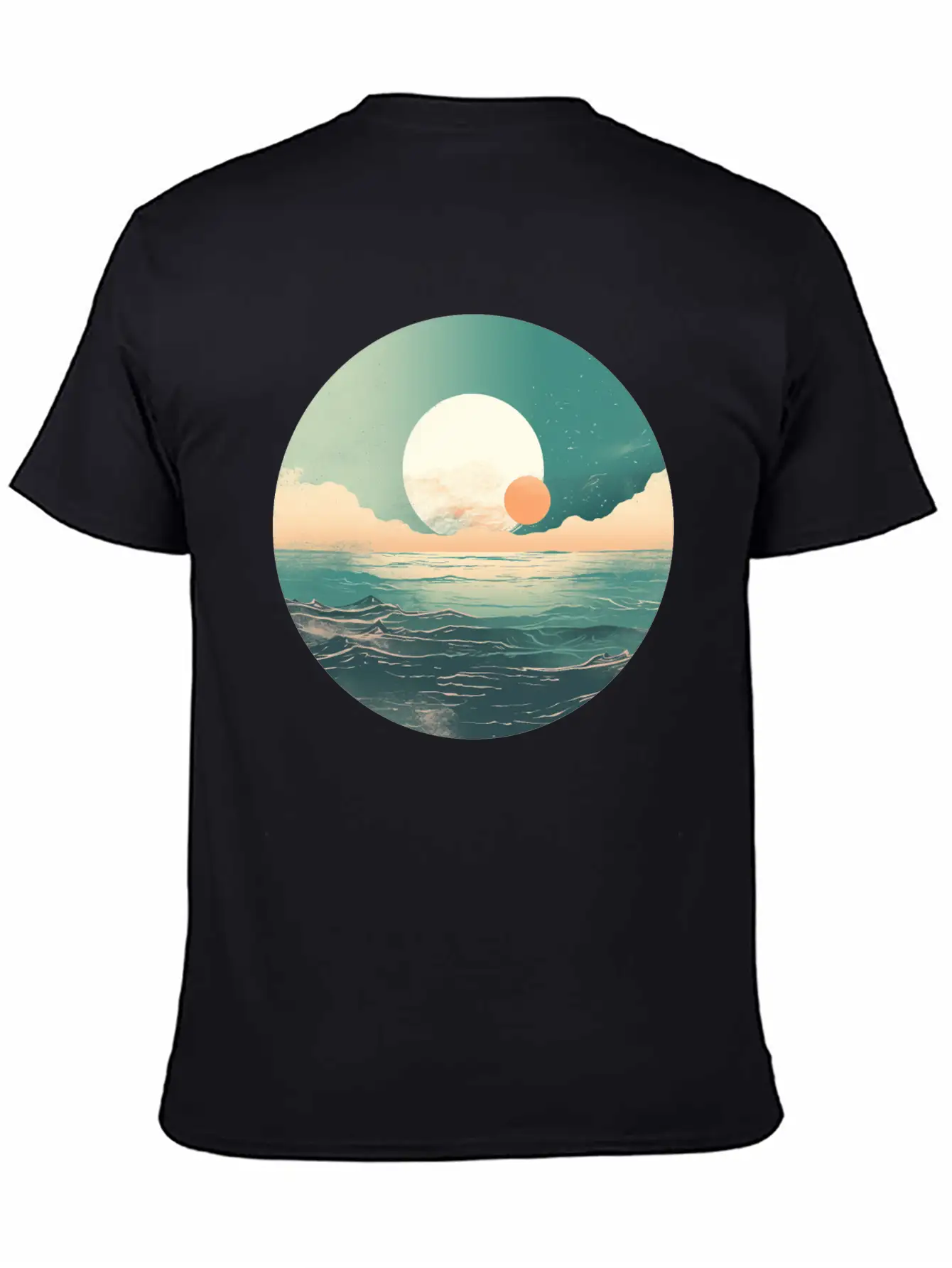 Mystical Deep See Moon Tides And Clouds Basic Graphic T-Shirt – Daily Comfort In Soft Cotton