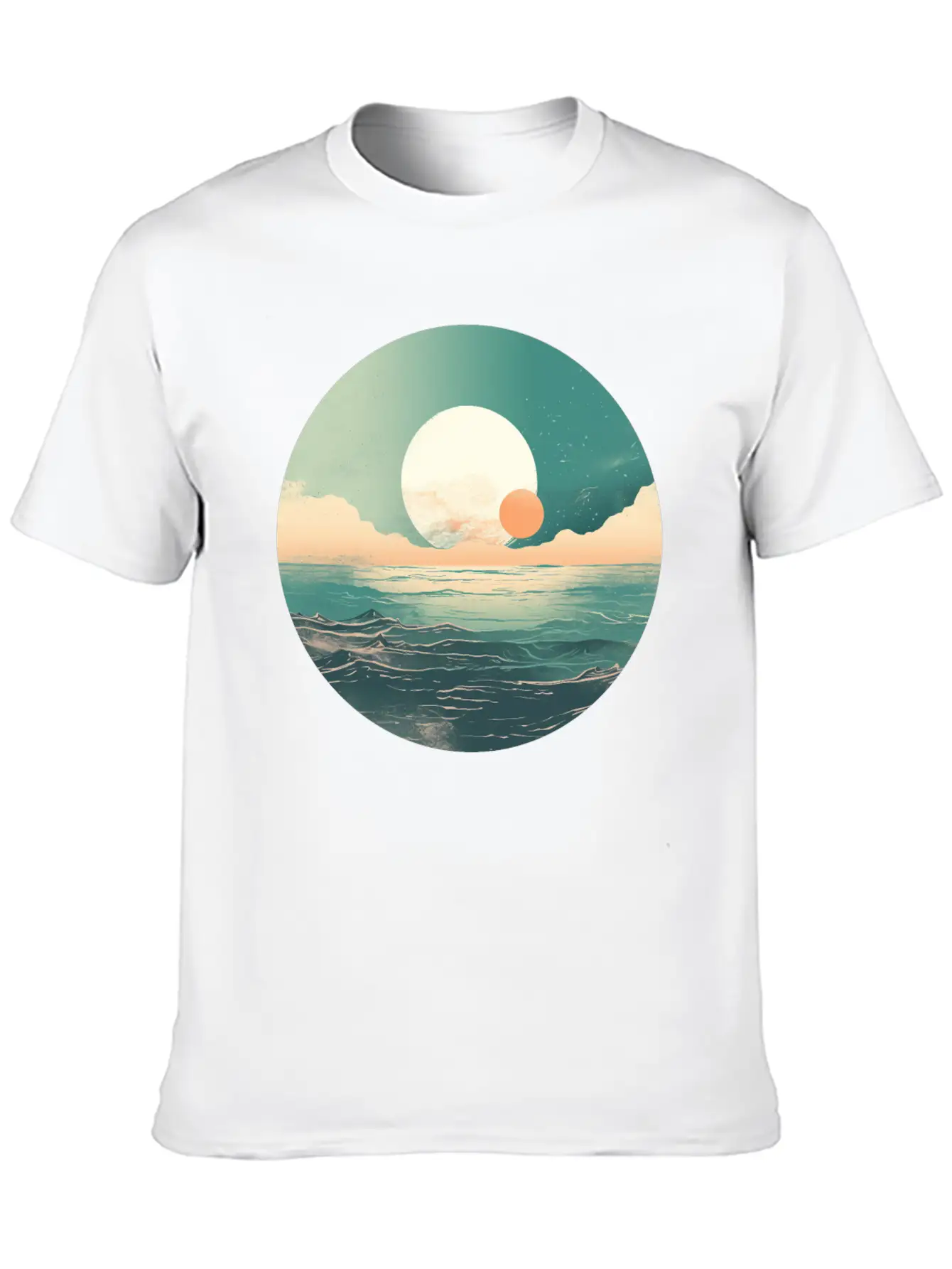 Mystical Deep See Moon Tides And Clouds Basic Graphic T-Shirt – Daily Comfort In Soft Cotton