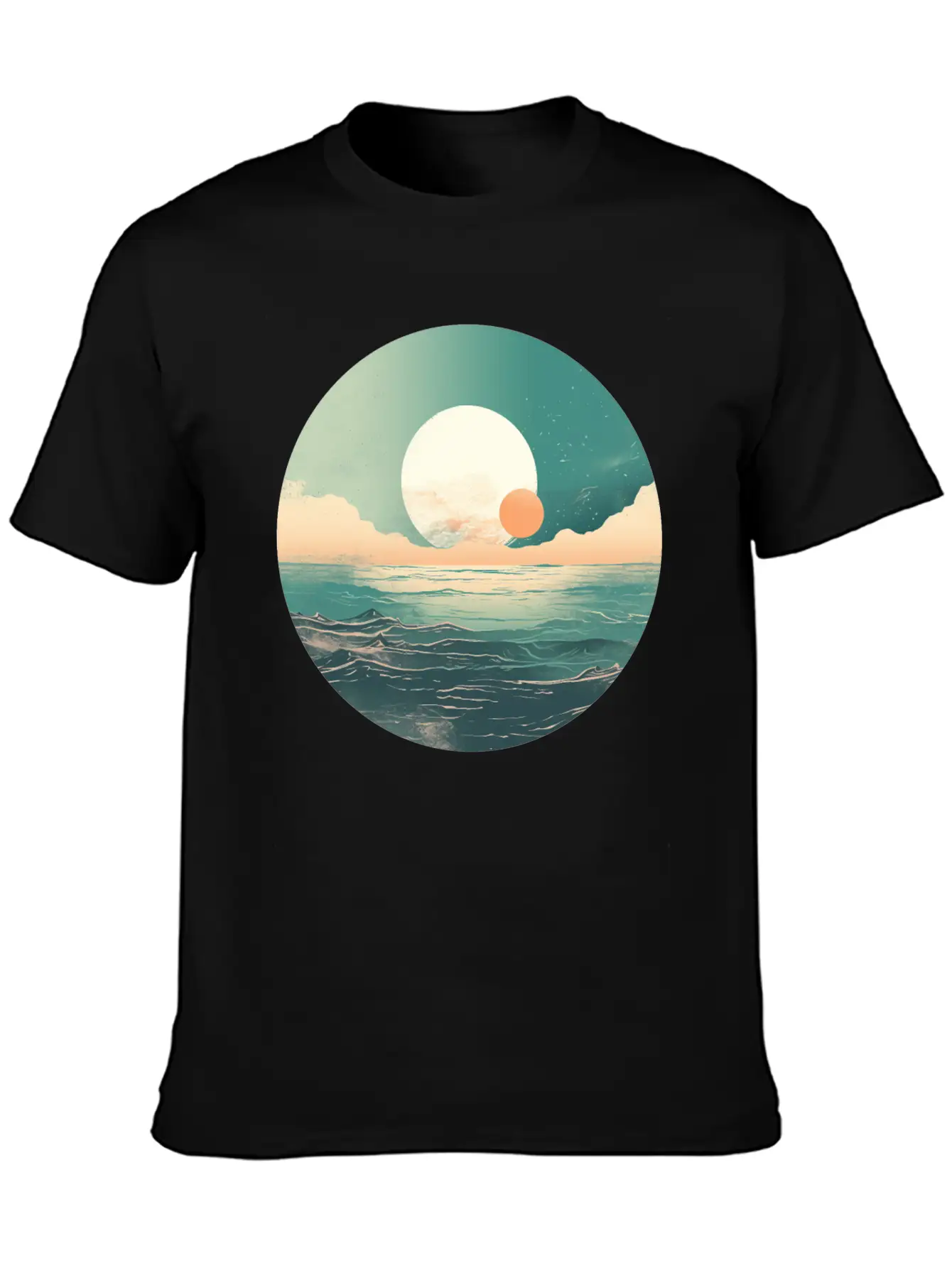 Mystical Deep See Moon Tides And Clouds Basic Graphic T-Shirt – Daily Comfort In Soft Cotton